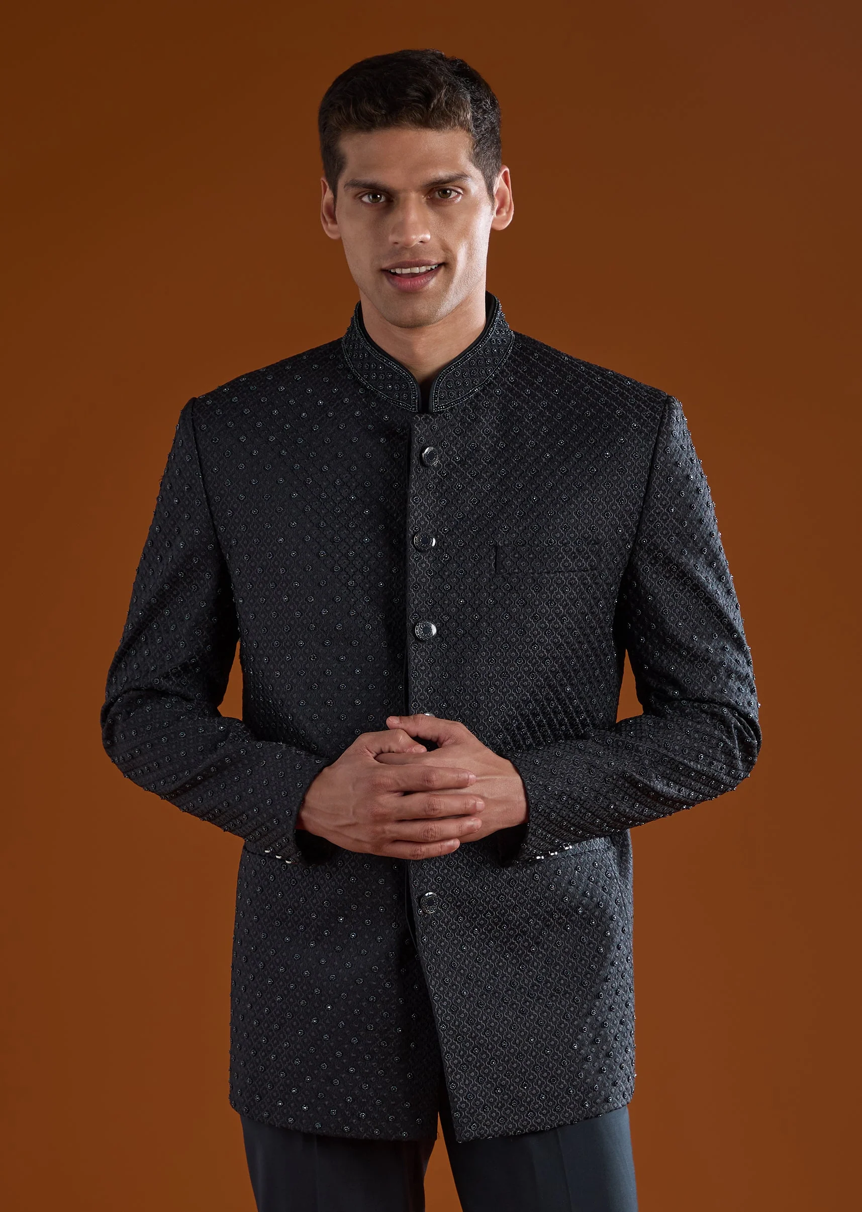 Blue Rayon Mens Jodhpuri With Beads And Thread Work - Image 3
