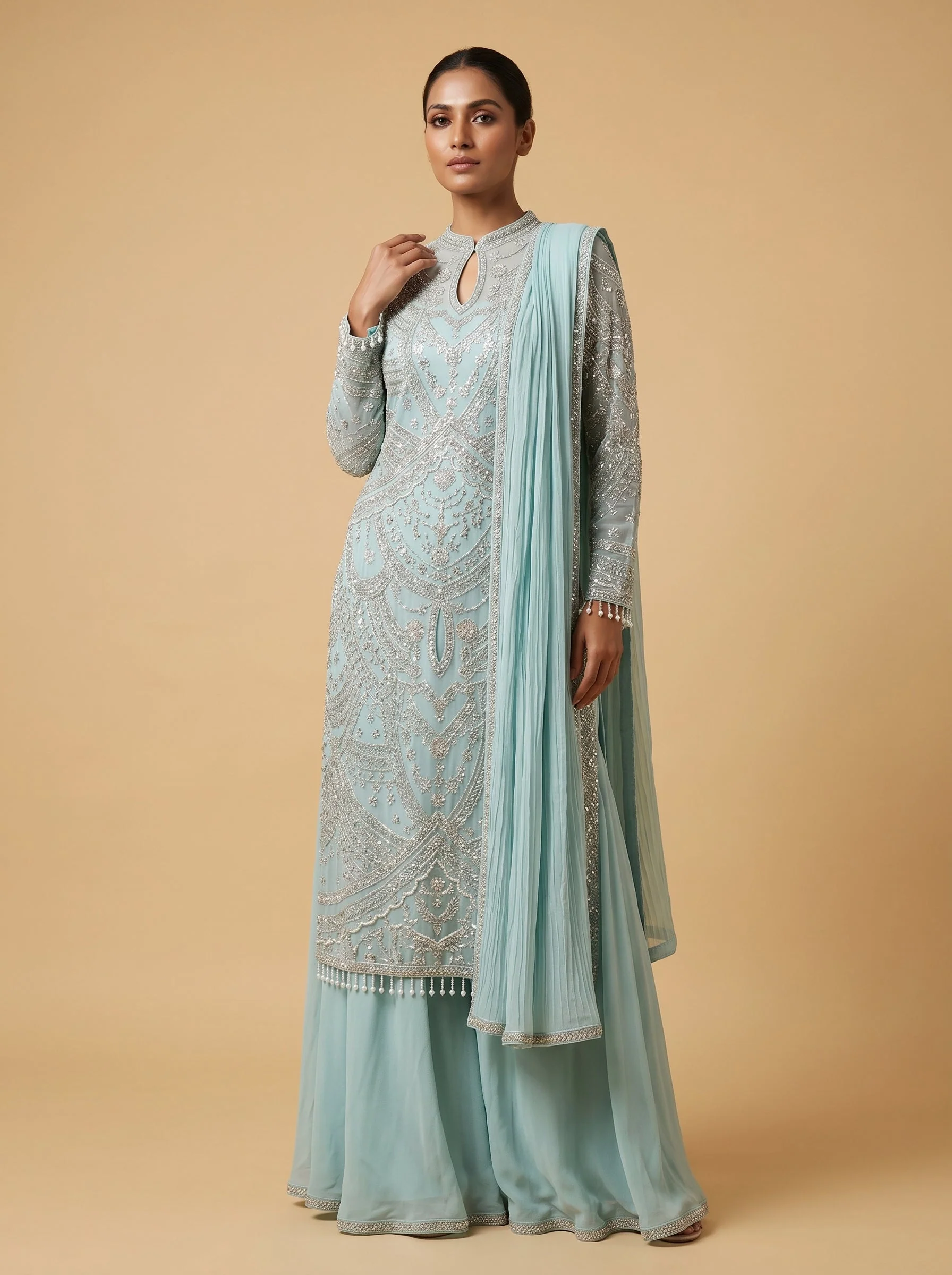 Blue Sheer Cape Set