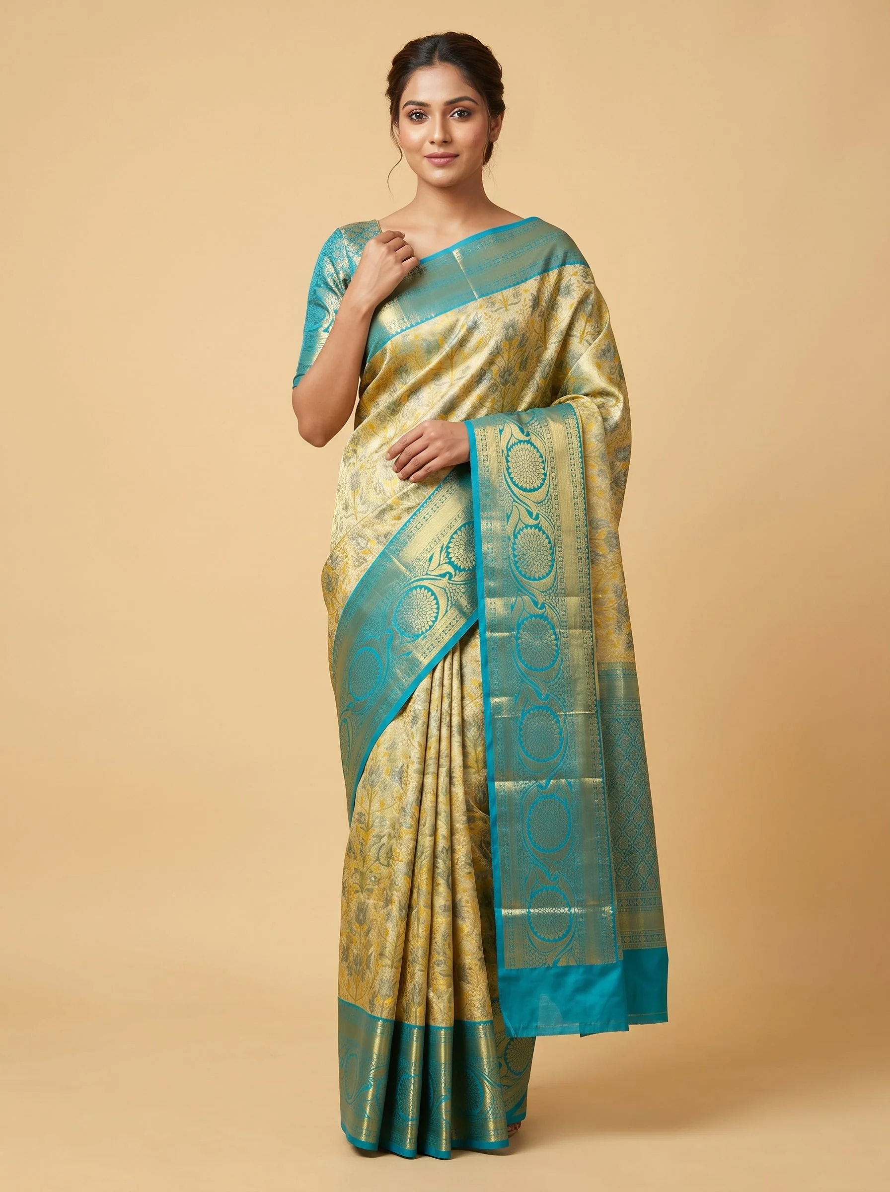 Blue Silky Sheen Handloom Saree