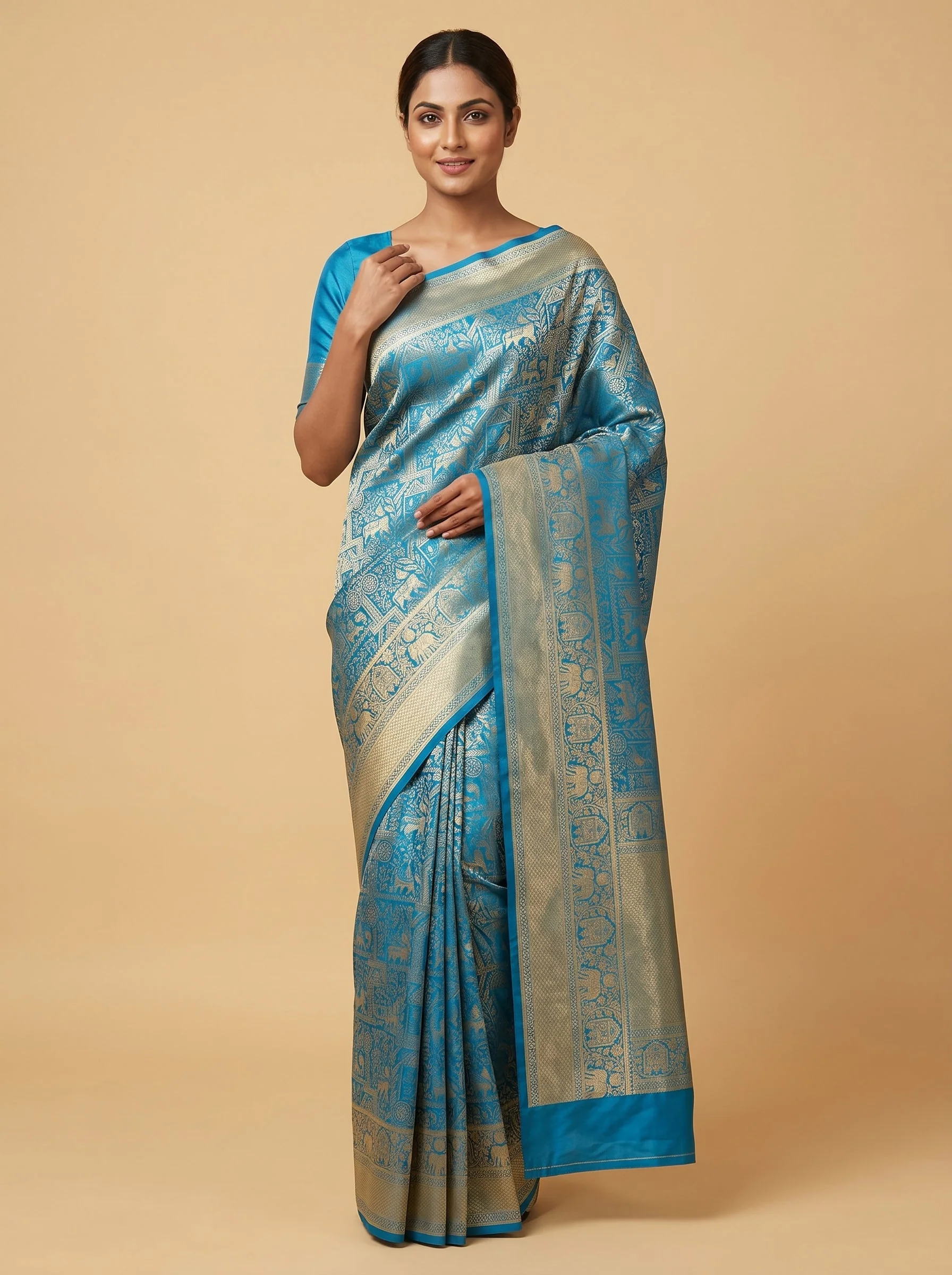 Blue Tranquil Sheen Handloom Saree
