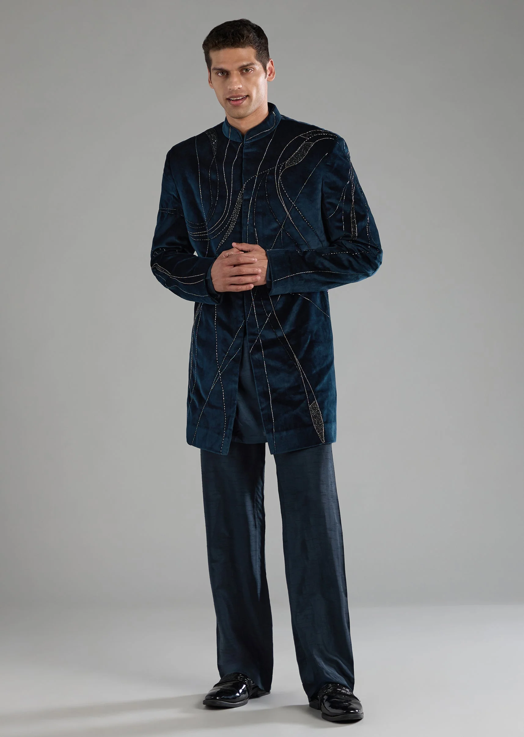 Blue Velvet Indo Western Set - Image 2