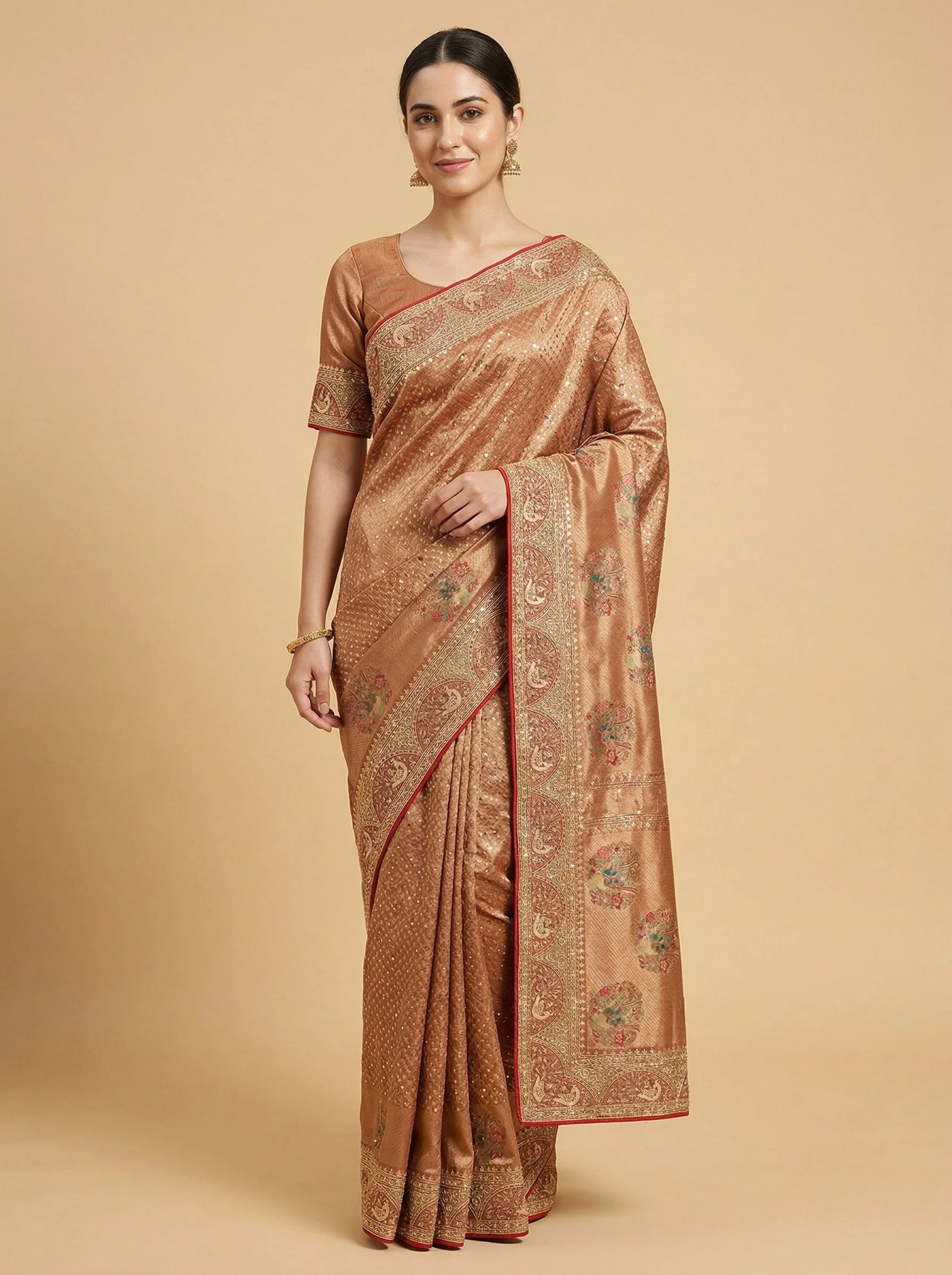 Blush Onion Embroidered Saree