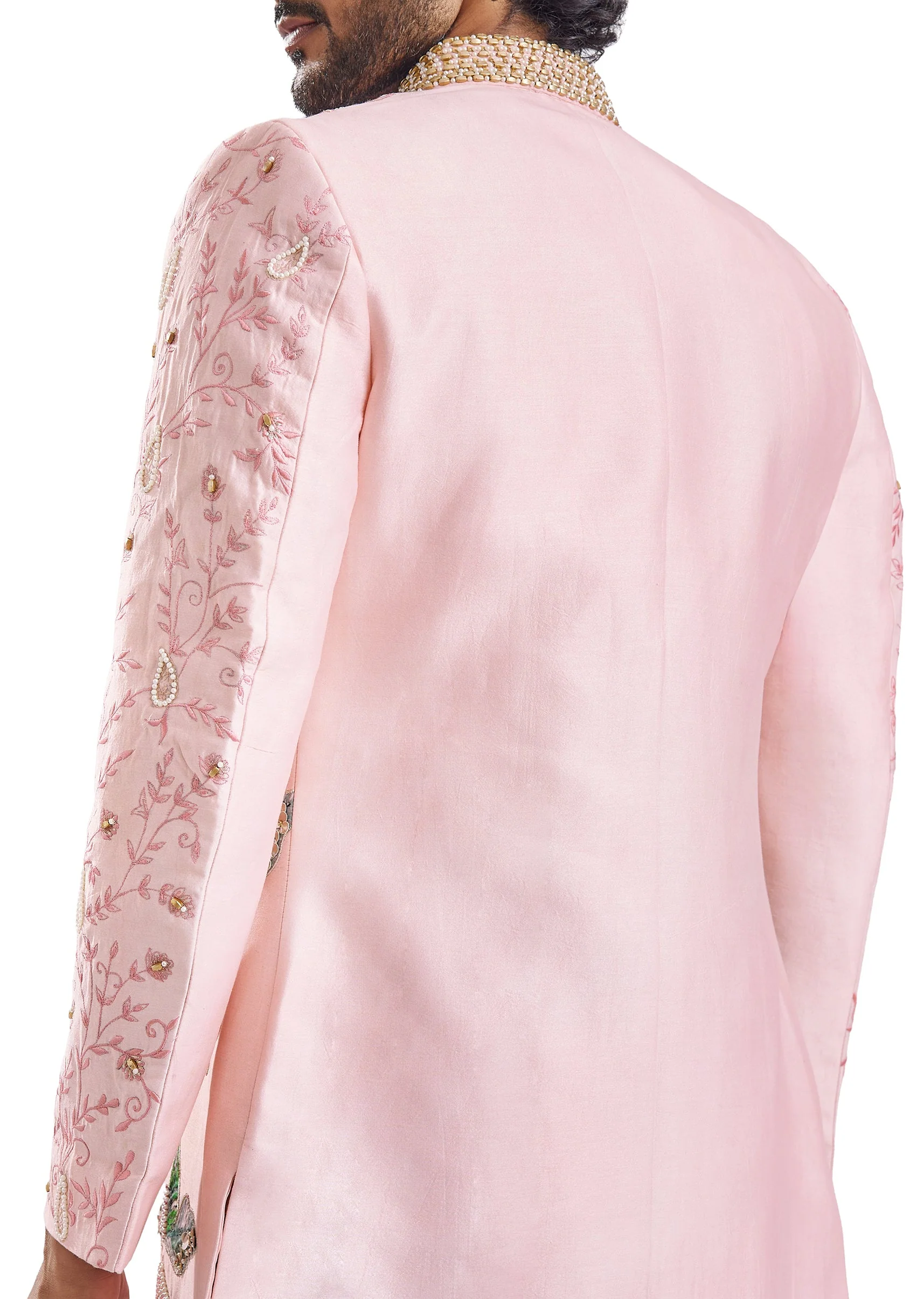 Blush Pink Chanderi Indo Western Set - Image 4