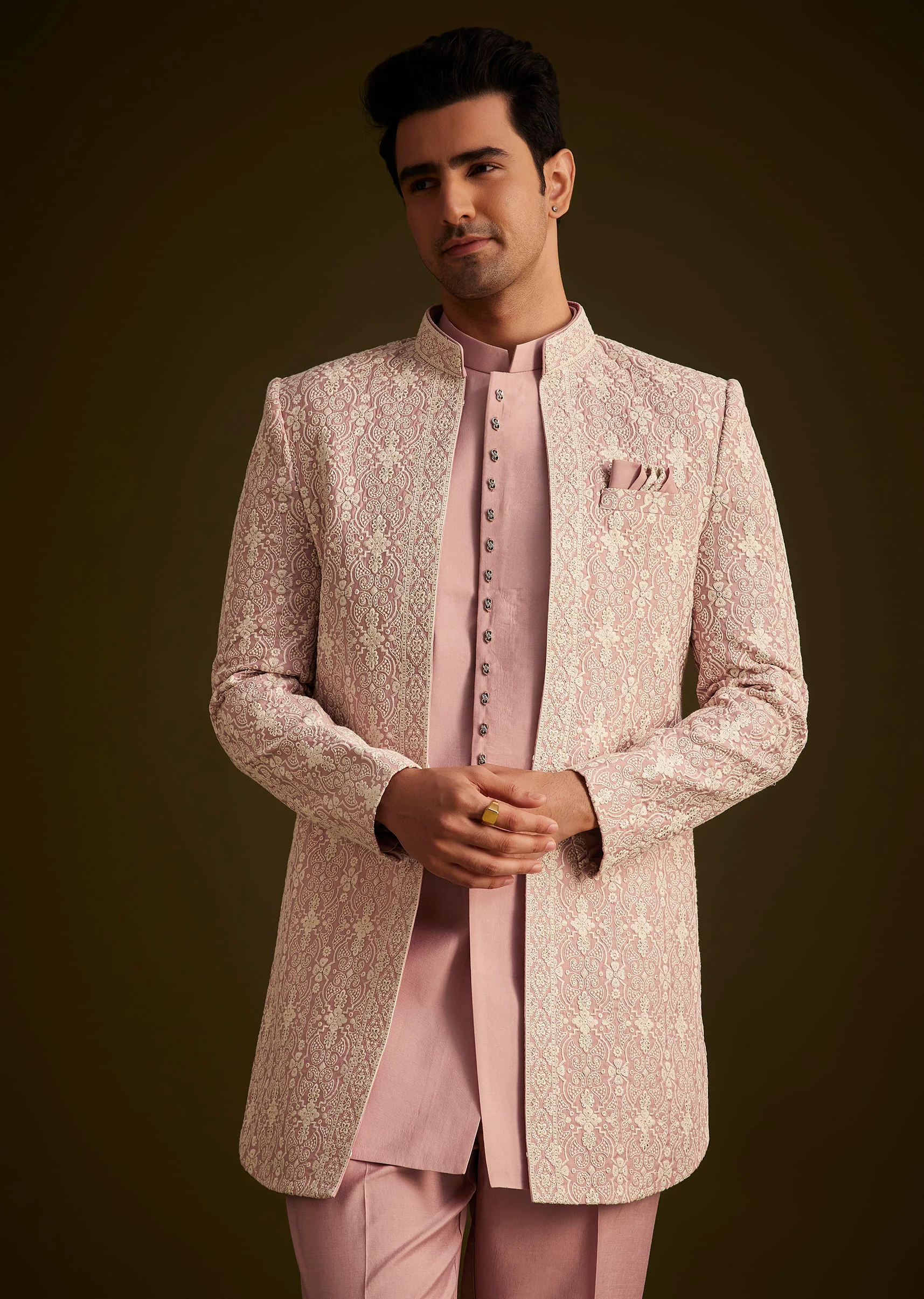 Blush Pink Embroidered Indo Western Set - Image 3