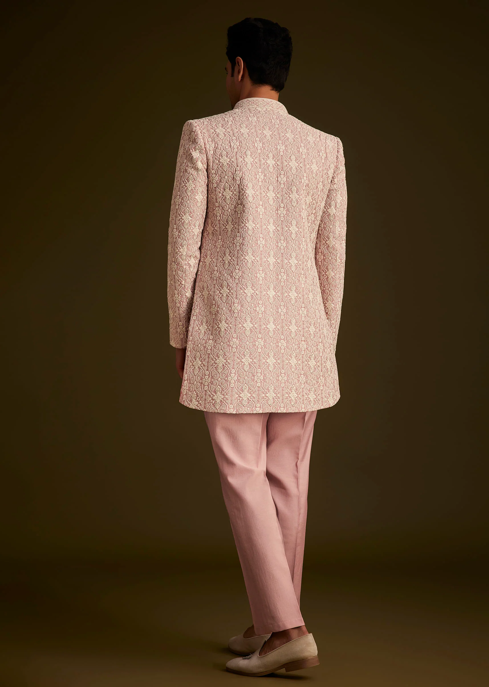 Blush Pink Embroidered Indo Western Set - Image 5