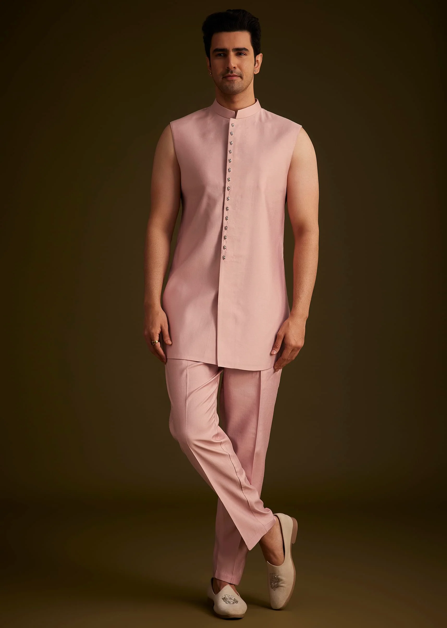 Blush Pink Embroidered Indo Western Set - Image 6
