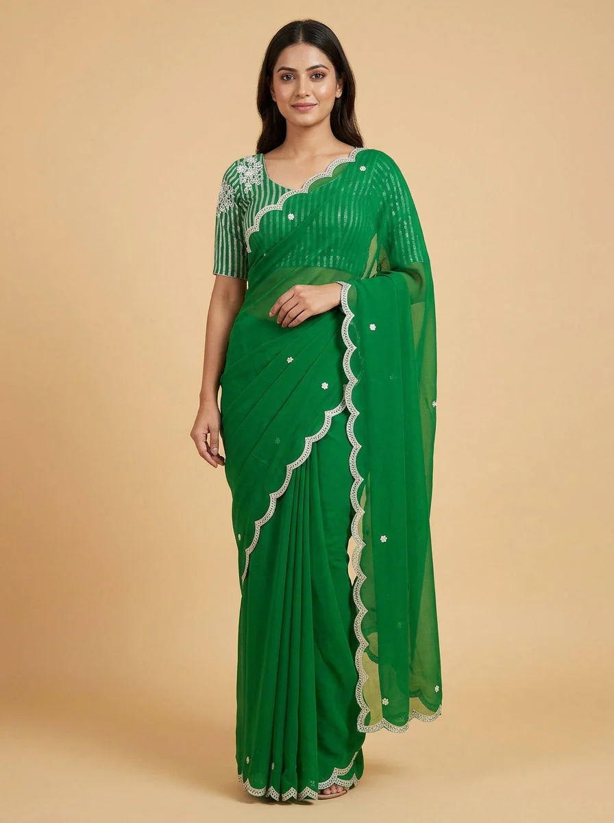 Bottle Green Rich Depth Saree