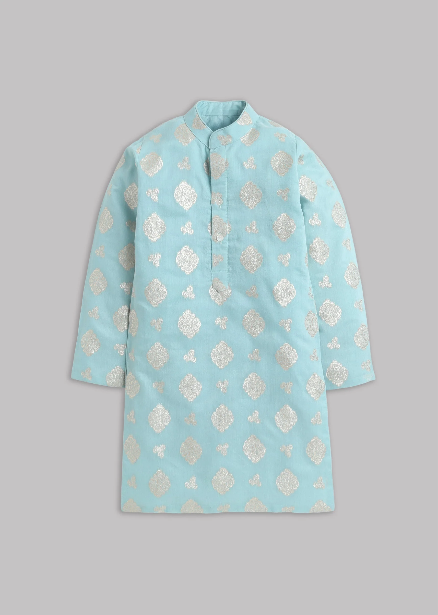 Boys Aqua Blue Kurta Set - Image 2