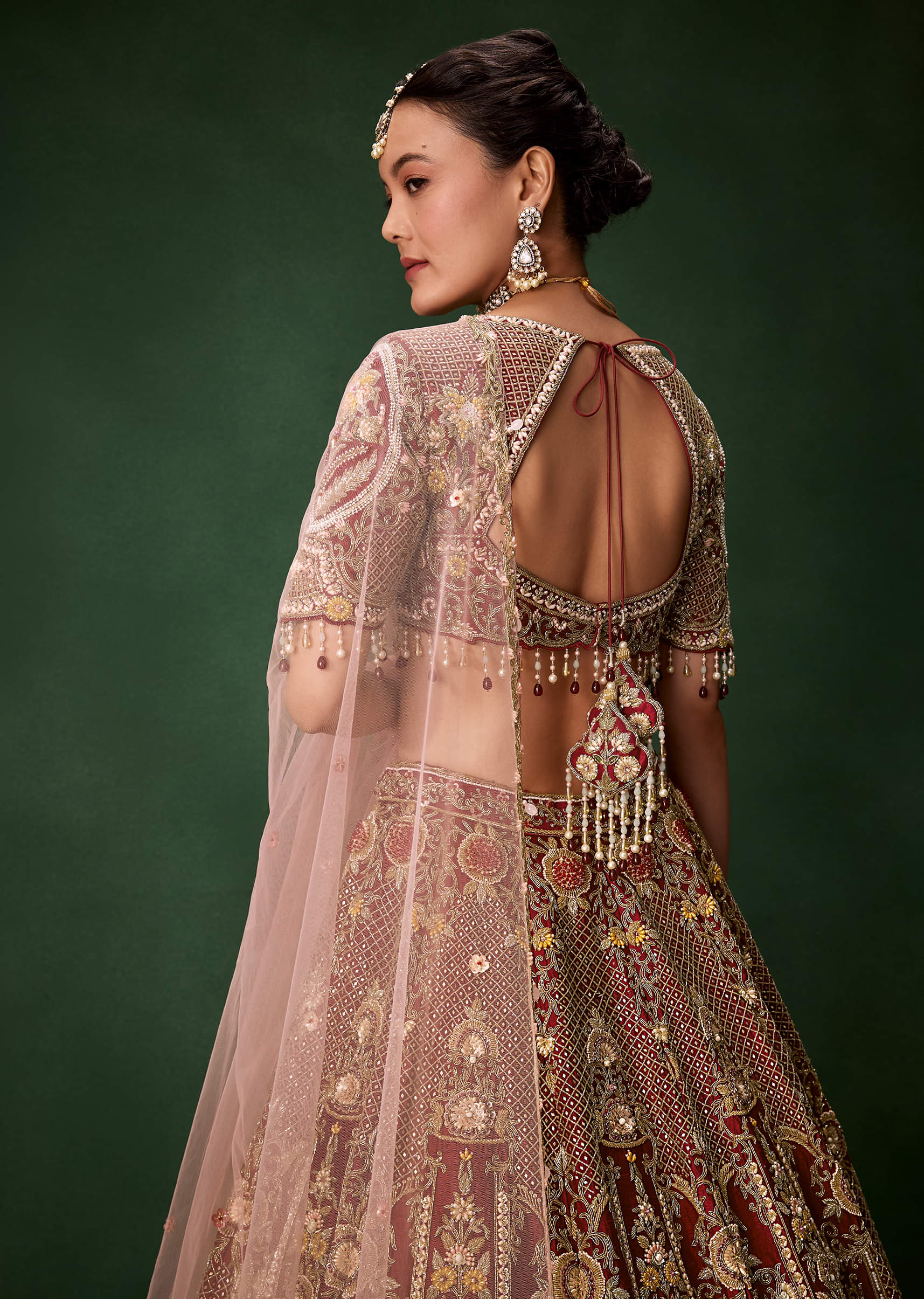 Bridal Lehenga Heavy Work Set with Two Dupattas - Image 5