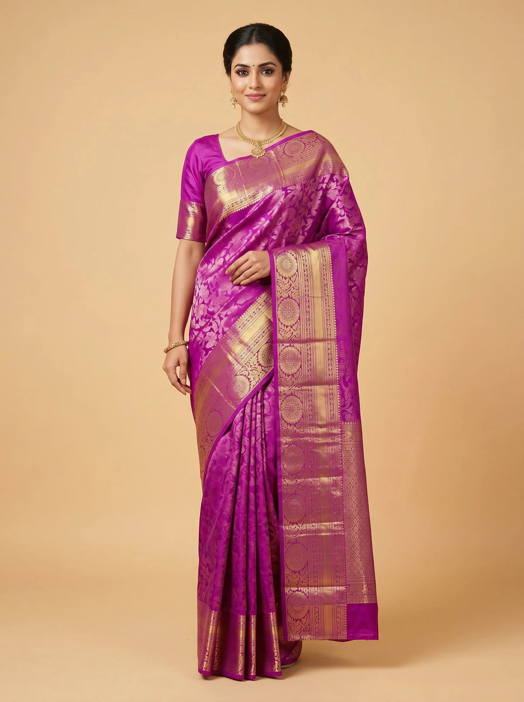 Bright Purple Bold Handloom Saree