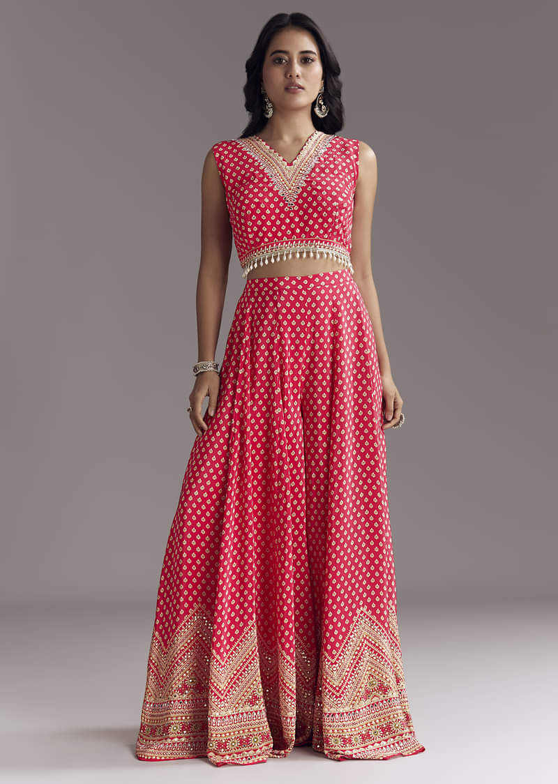 Bright Red Printed Cape Set - Image 5