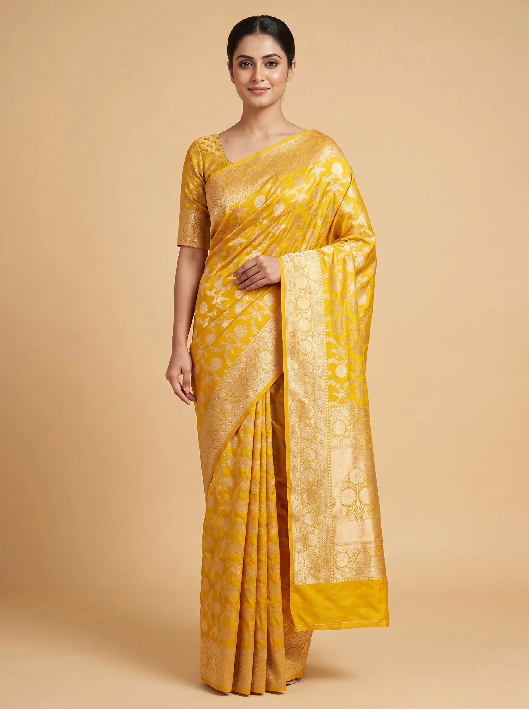 Bright Yellow Shine Saree