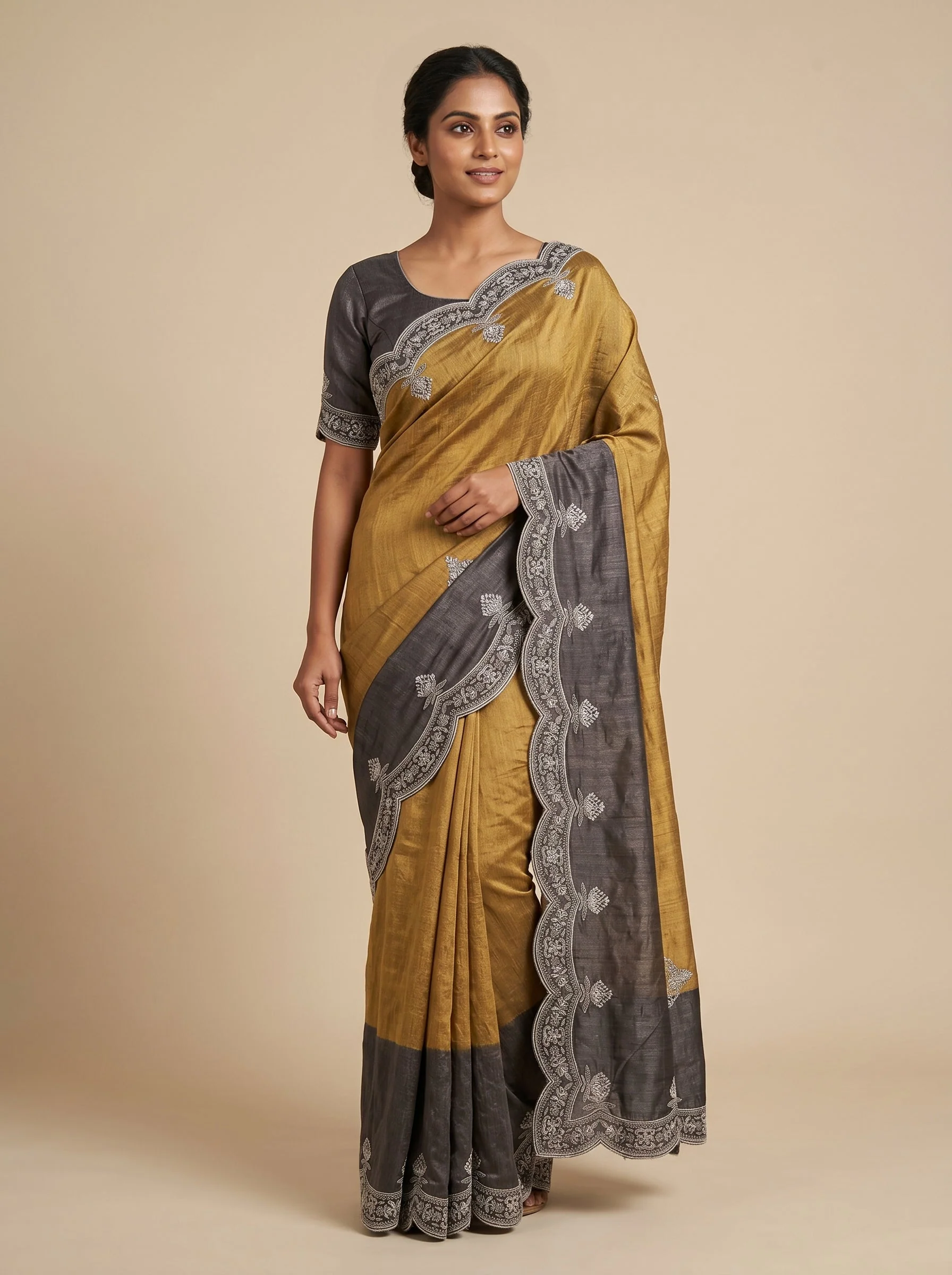 Bronze Shaded Glow Embroidered Saree