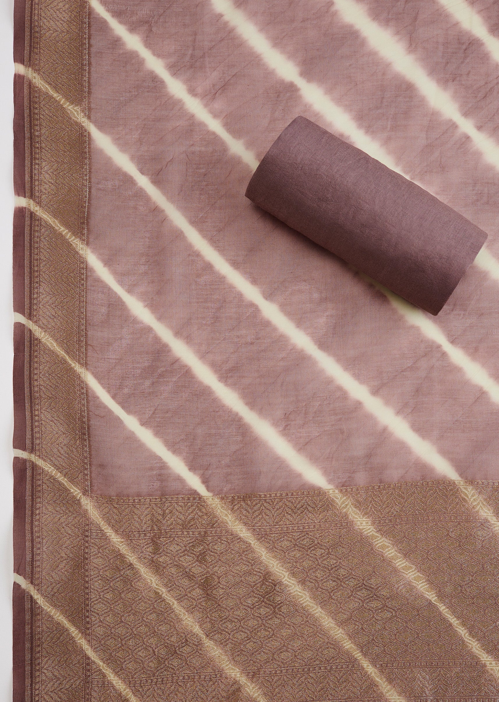Brown Banarasi Silk Unstitched Suit And Dupatta - Image 4