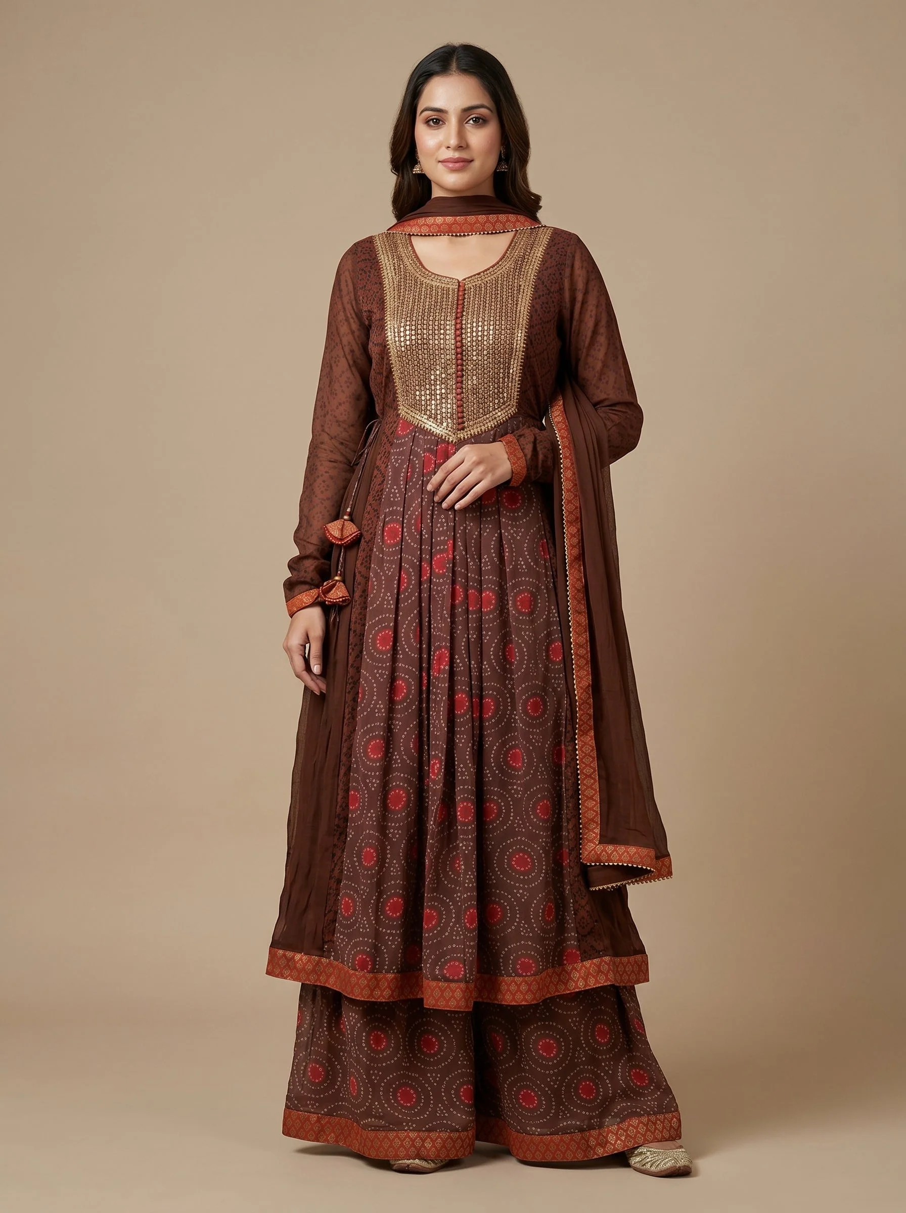 Brown Bark Kurti Pant Set