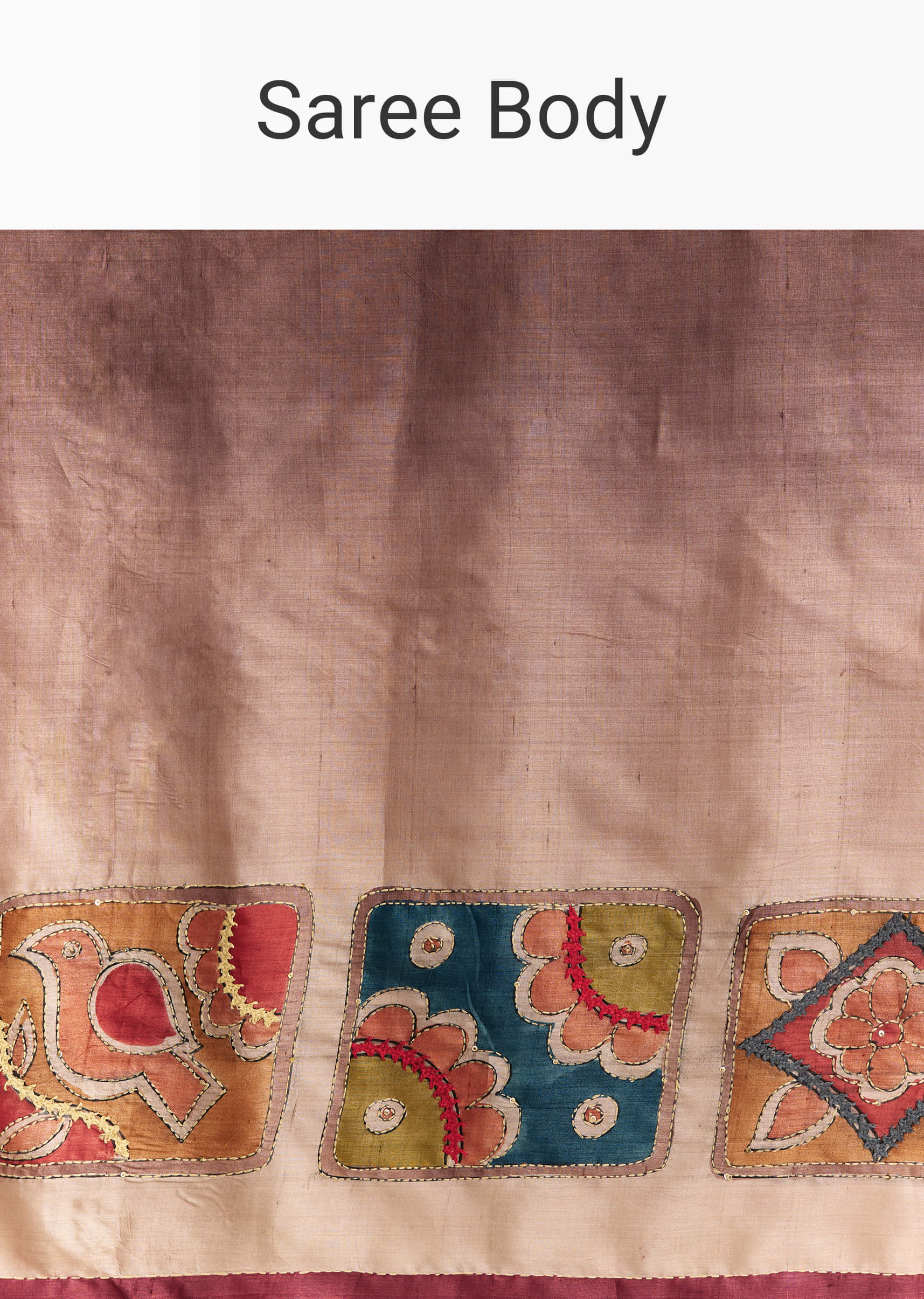 Brown Cotton Hand Painted Saree With Contrast Border - Image 9