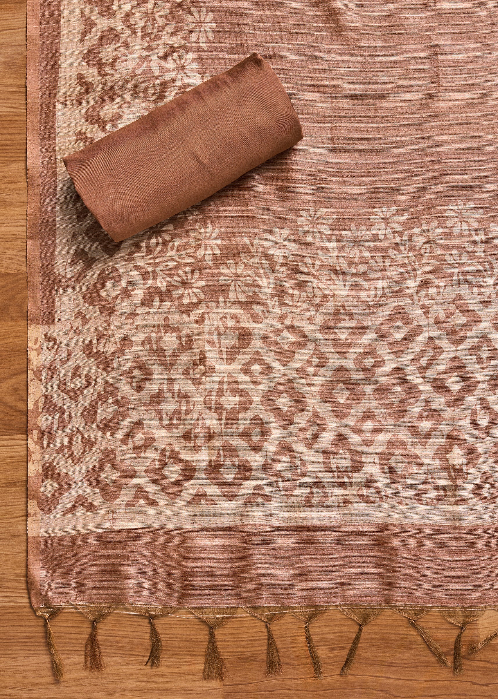Brown Cotton Unstitched Suit Set - Image 9