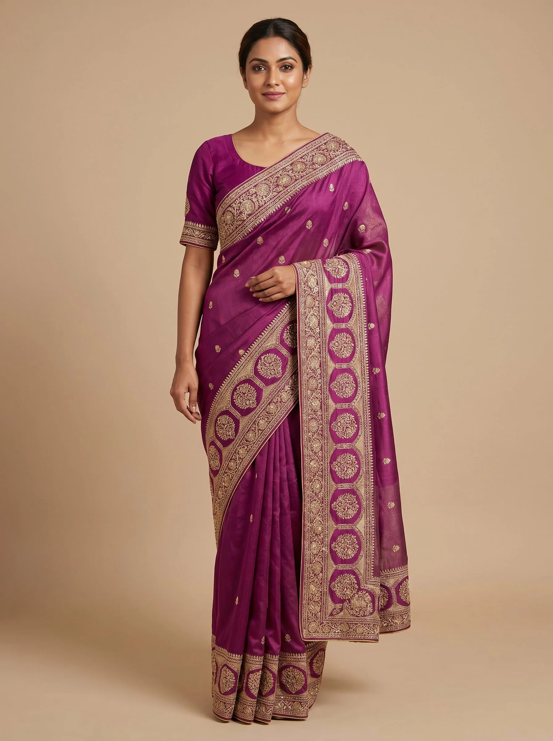 Brown Earthy Embroidery Saree