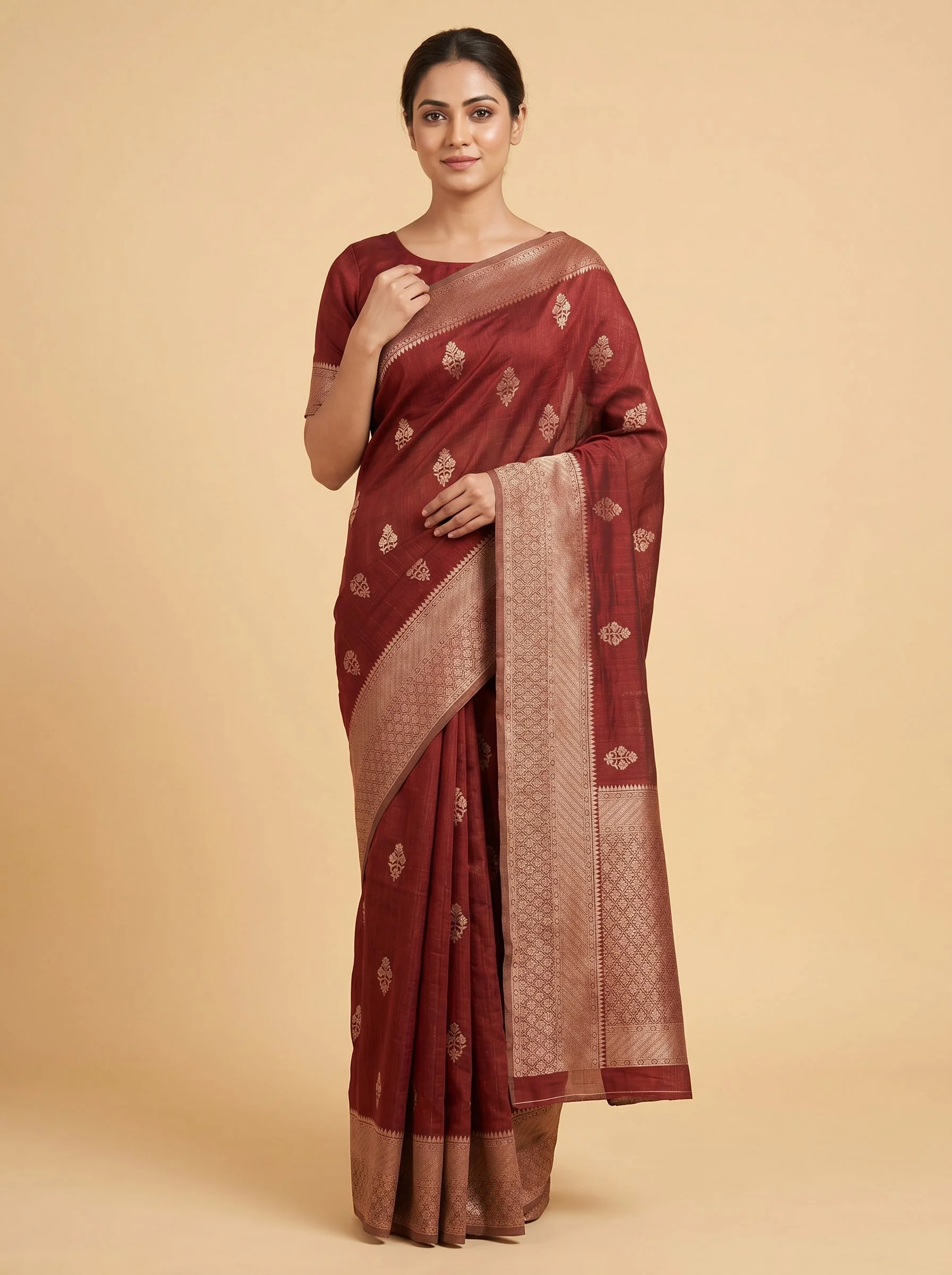 Brown Earthy Loom Handloom Saree