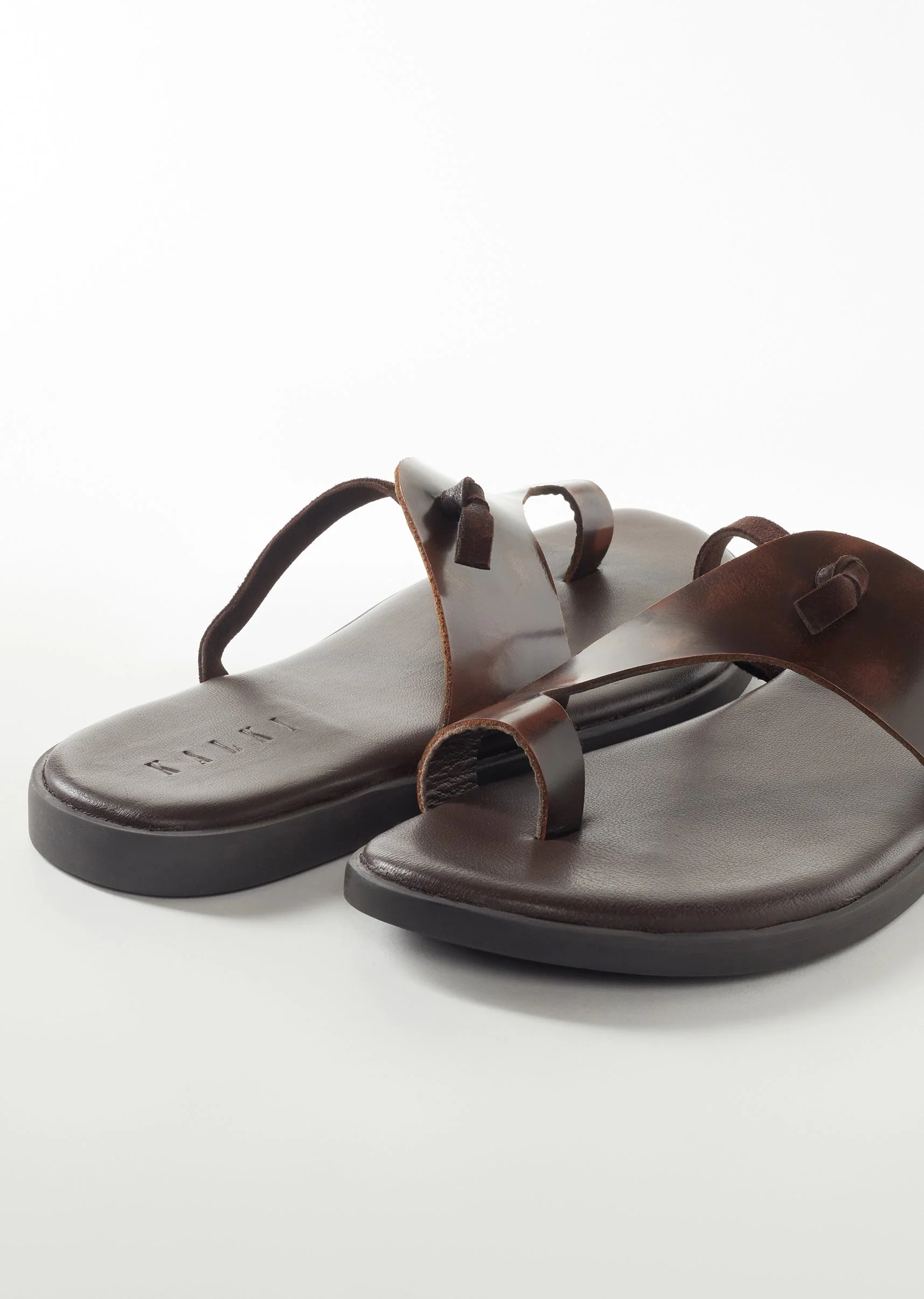 Brown Faux Leather Footwear For Men - Image 2