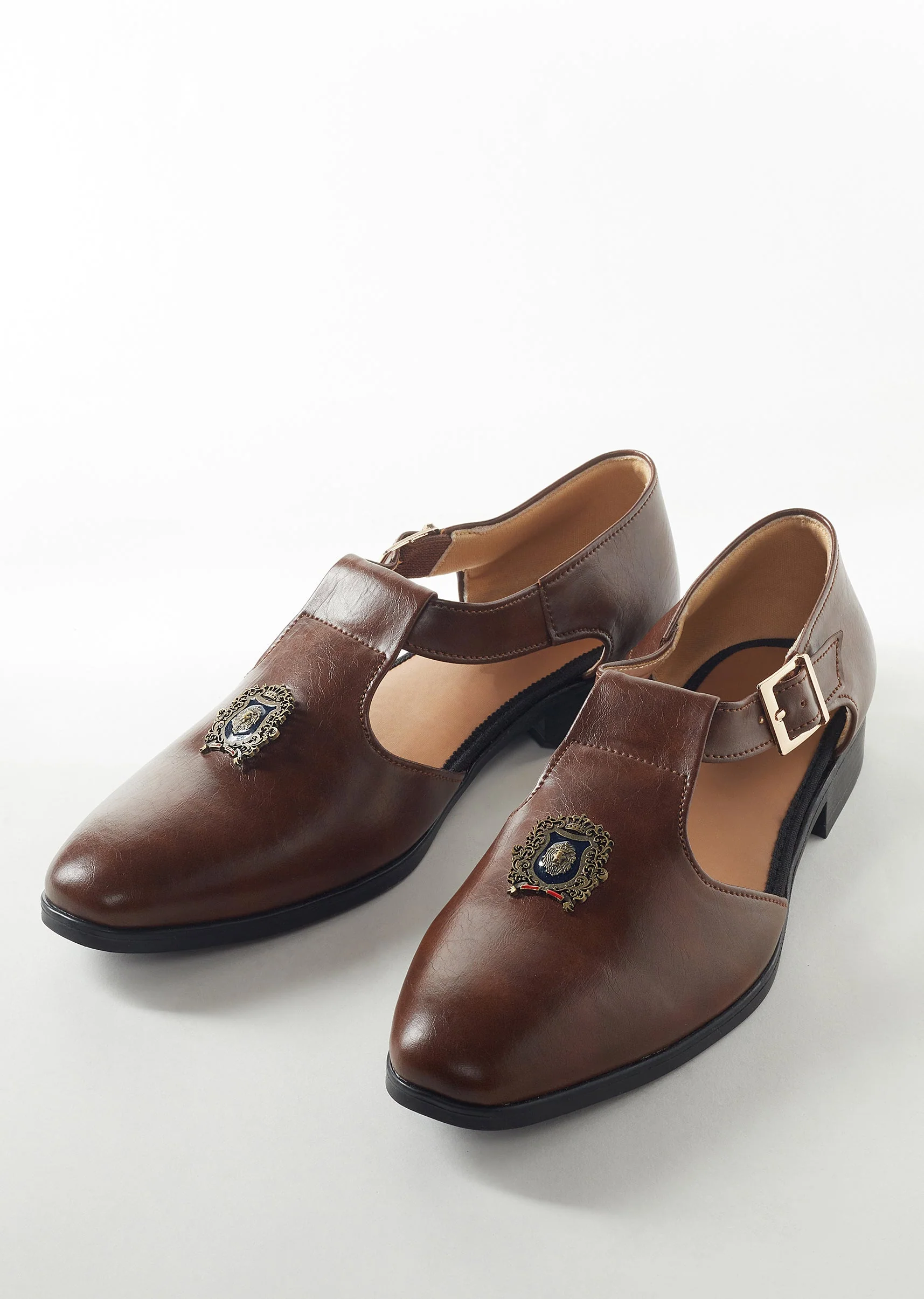Brown Faux Leather Mens Footwear