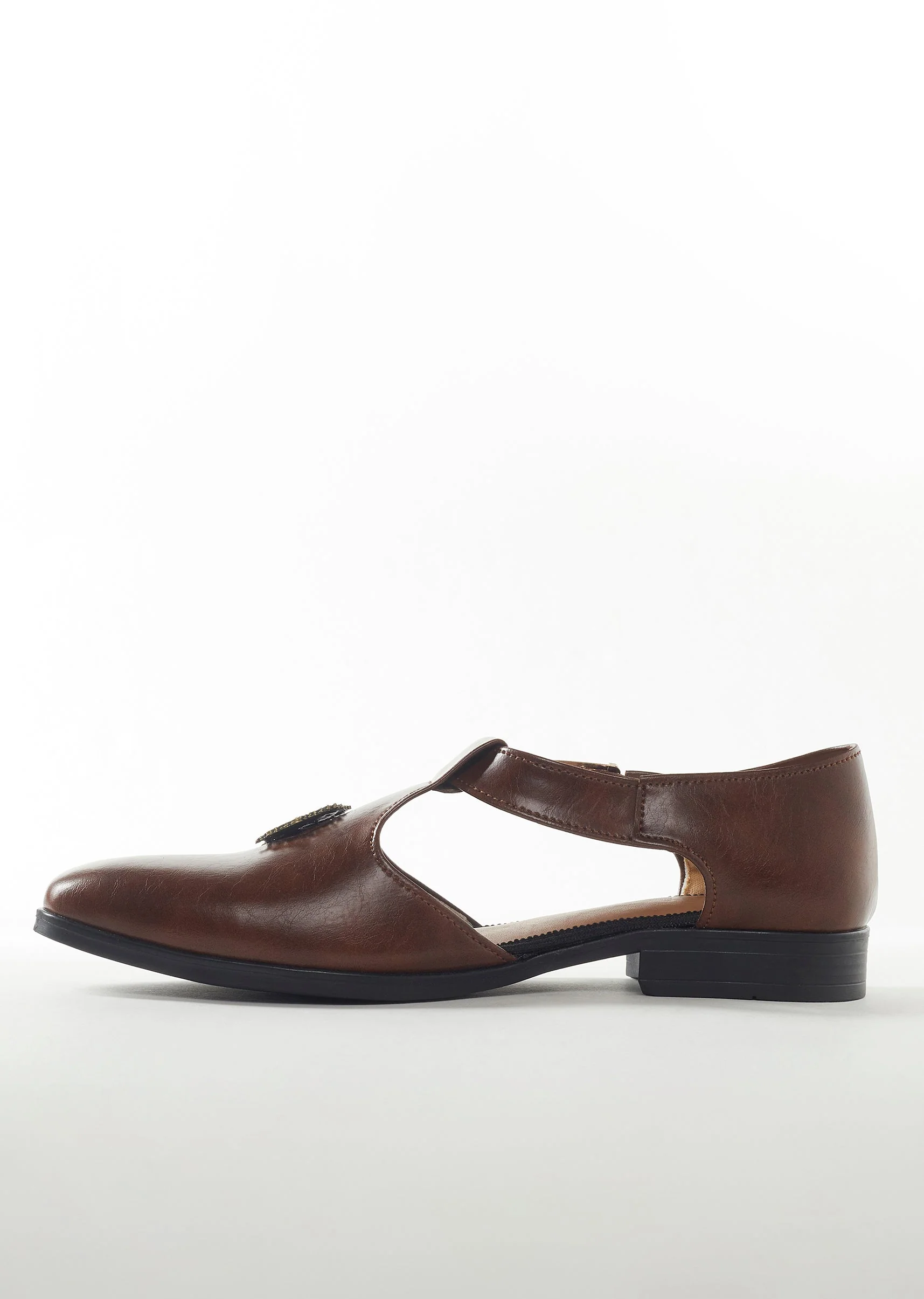 Brown Faux Leather Mens Footwear - Image 4