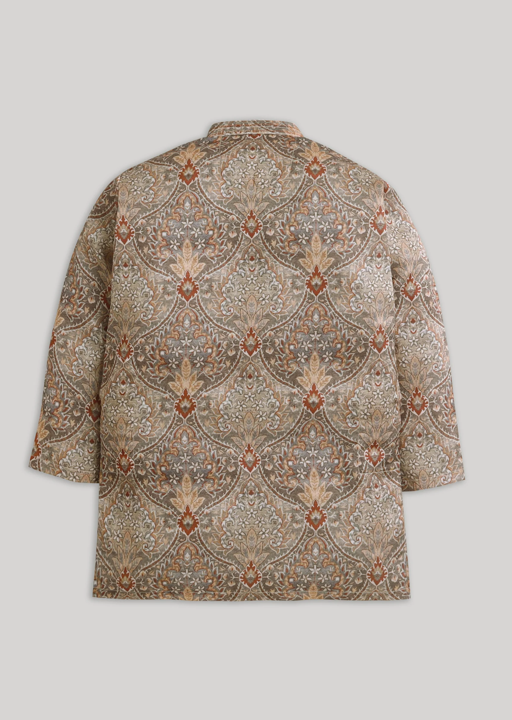 Brown Floral Kids Kurta Set - Image 3