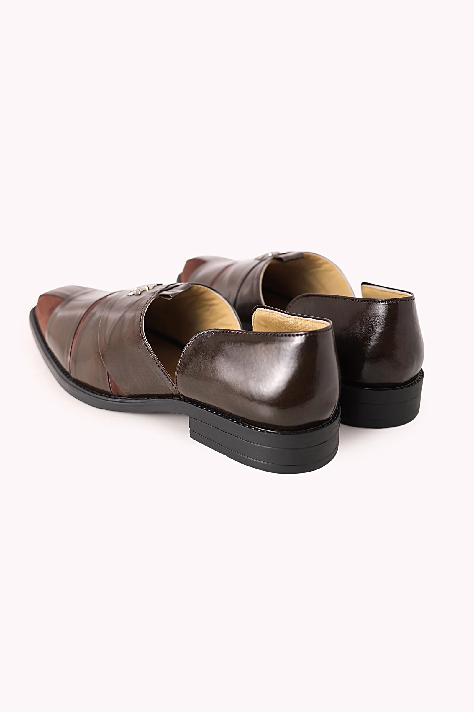 Brown Juttis with Block Heels - Image 3