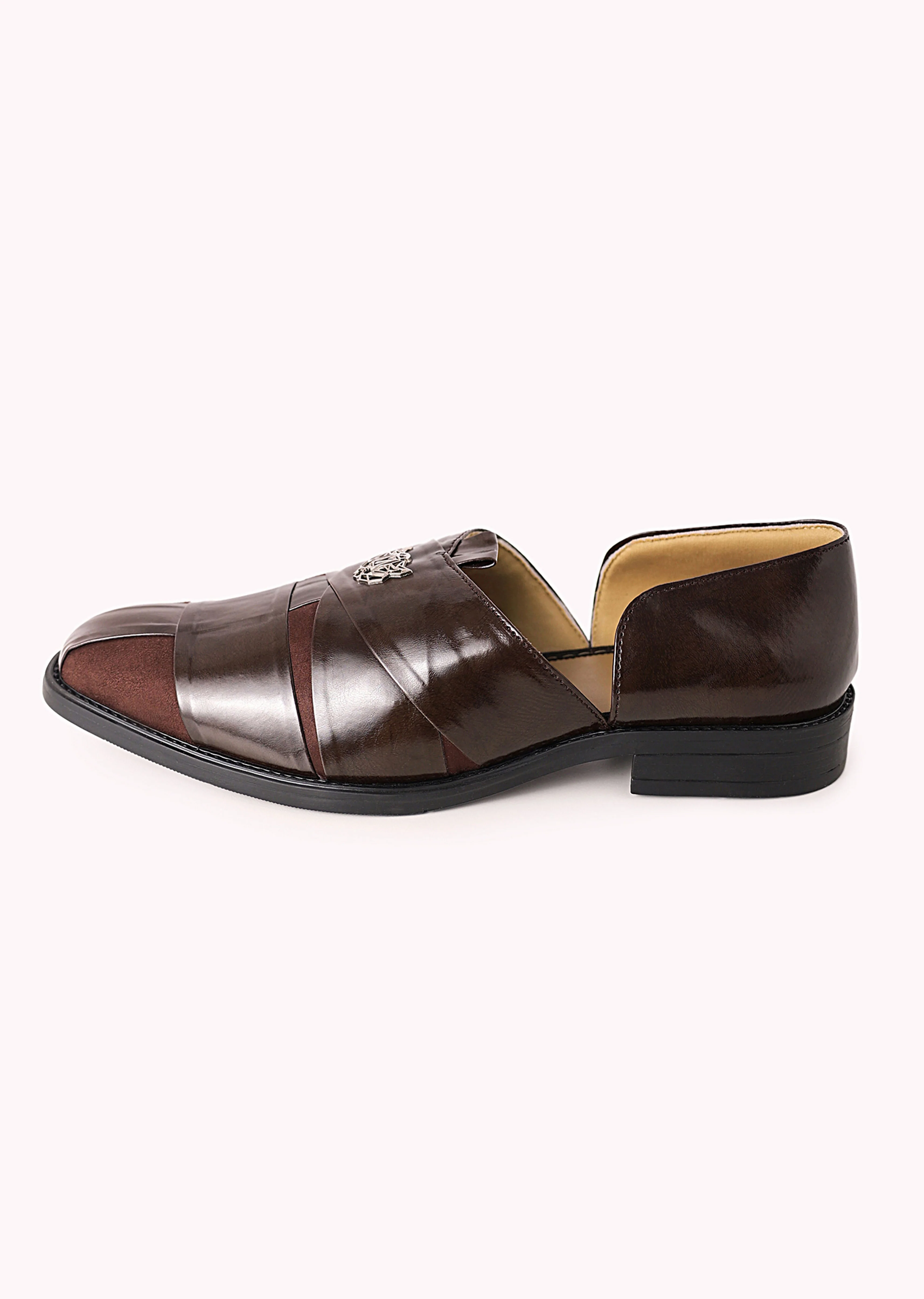 Brown Juttis with Block Heels - Image 4