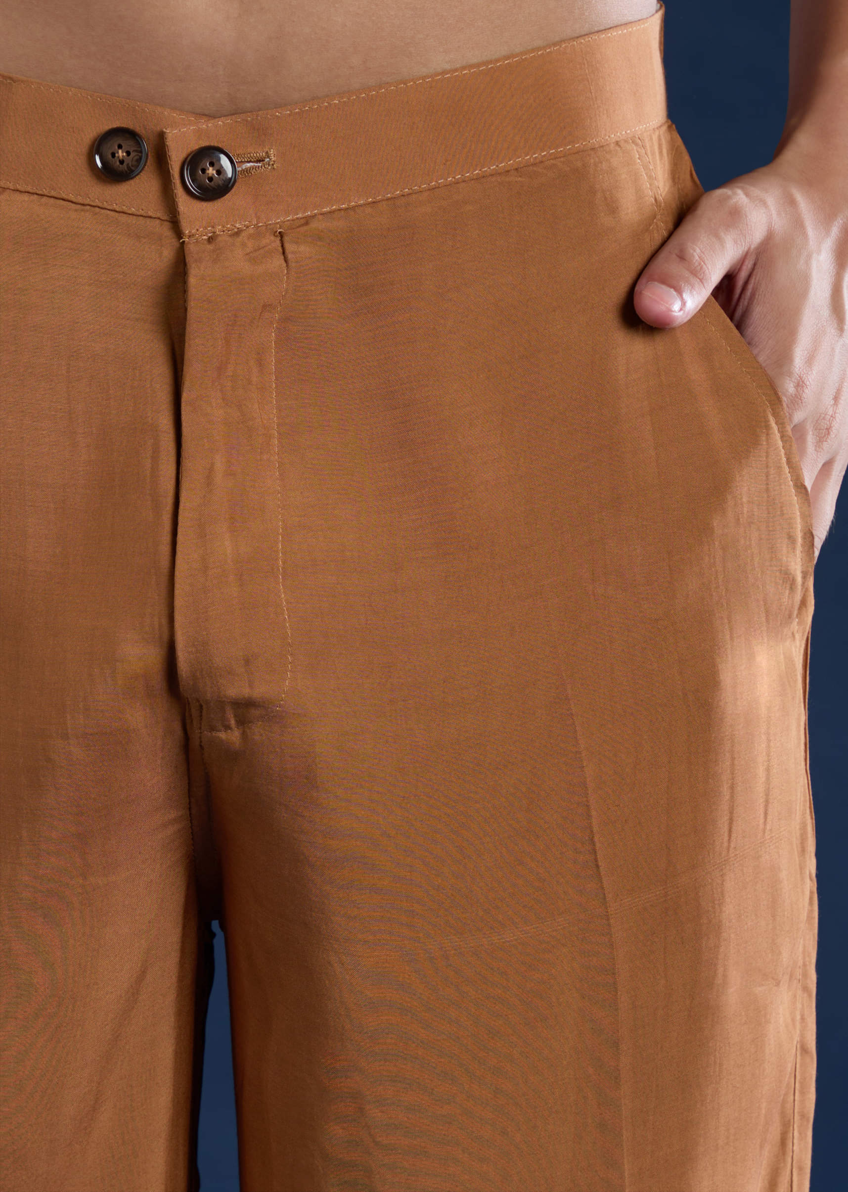 Brown Sequin Work Mens Kurta and Pant Set - Image 6
