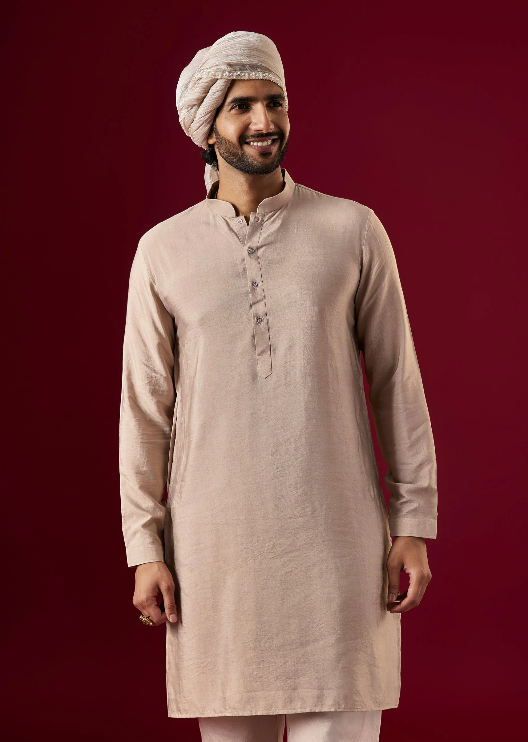 Brown Silk Tissue Sherwani Set With Zardosi Work - Image 7