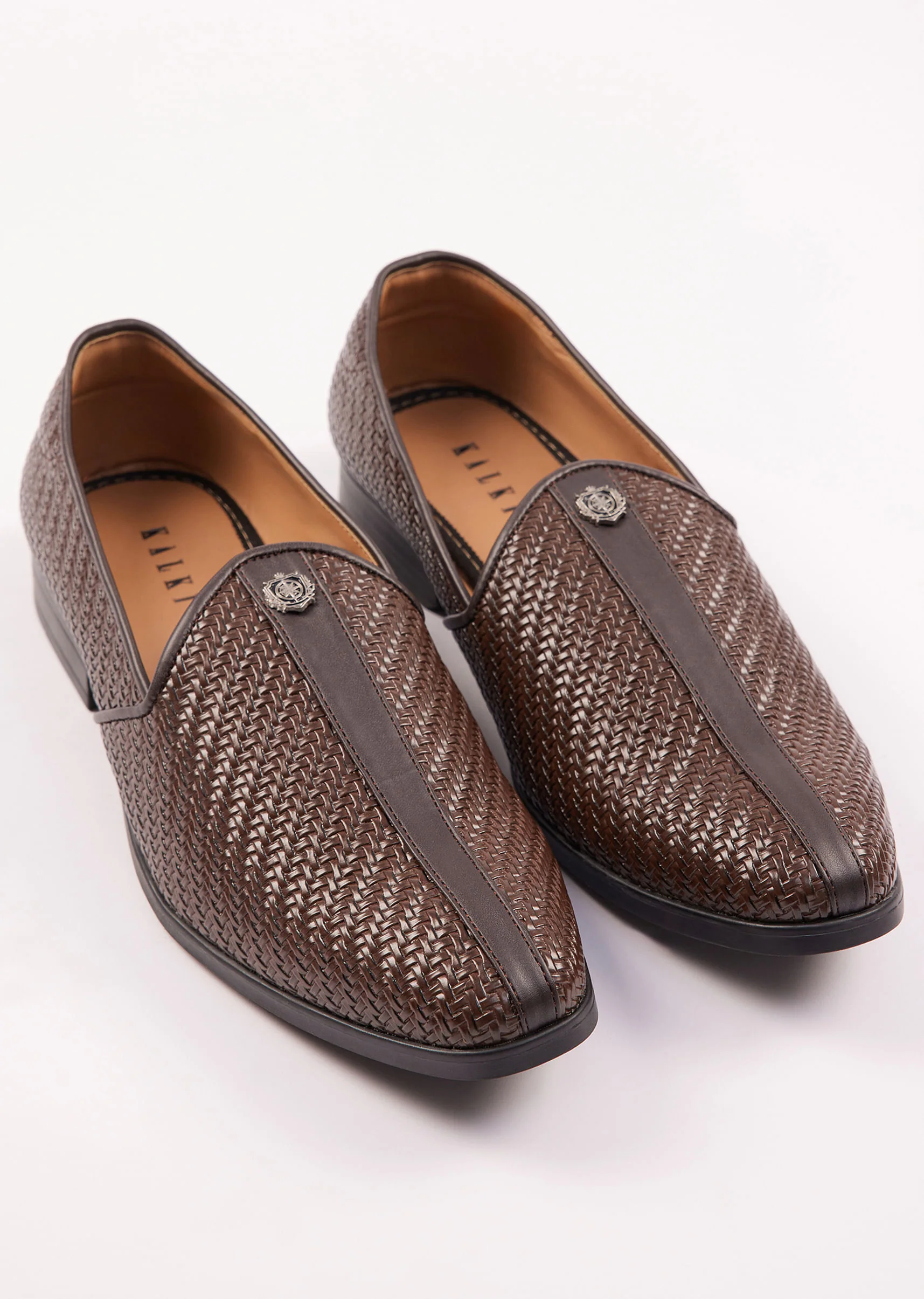 Brown Textured Juttis For Men - Image 2