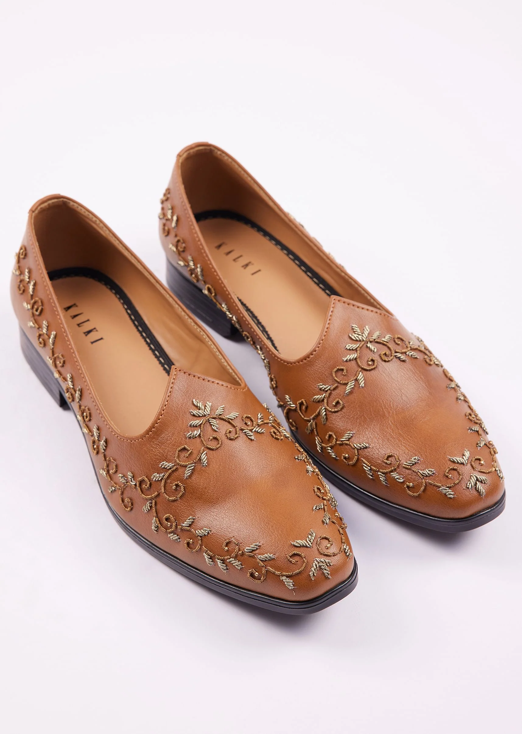 Brown Zardosi Work Juttis For Men - Image 2