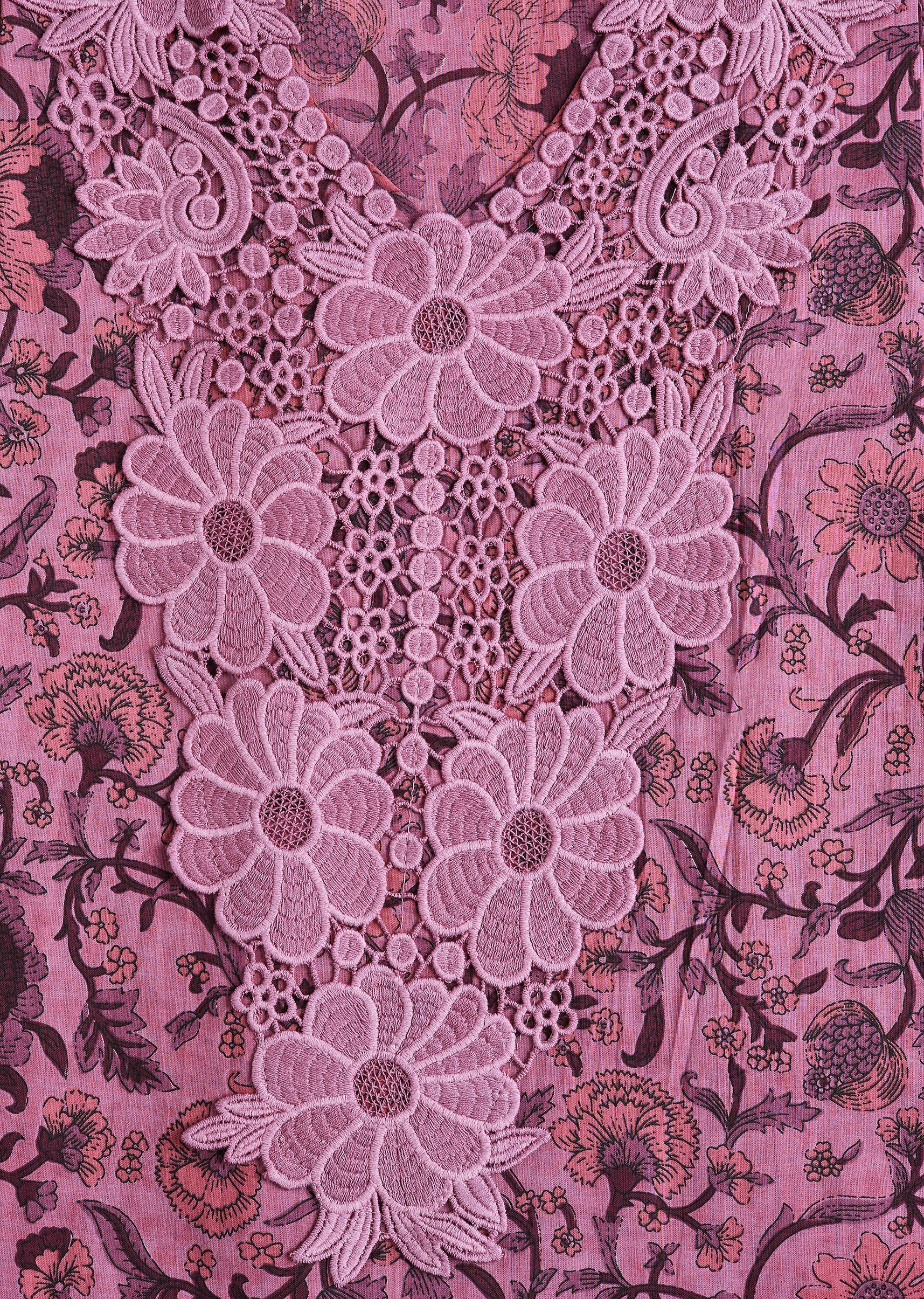 Candy Pink Cotton Printed Unstitched Suit Set - Image 2