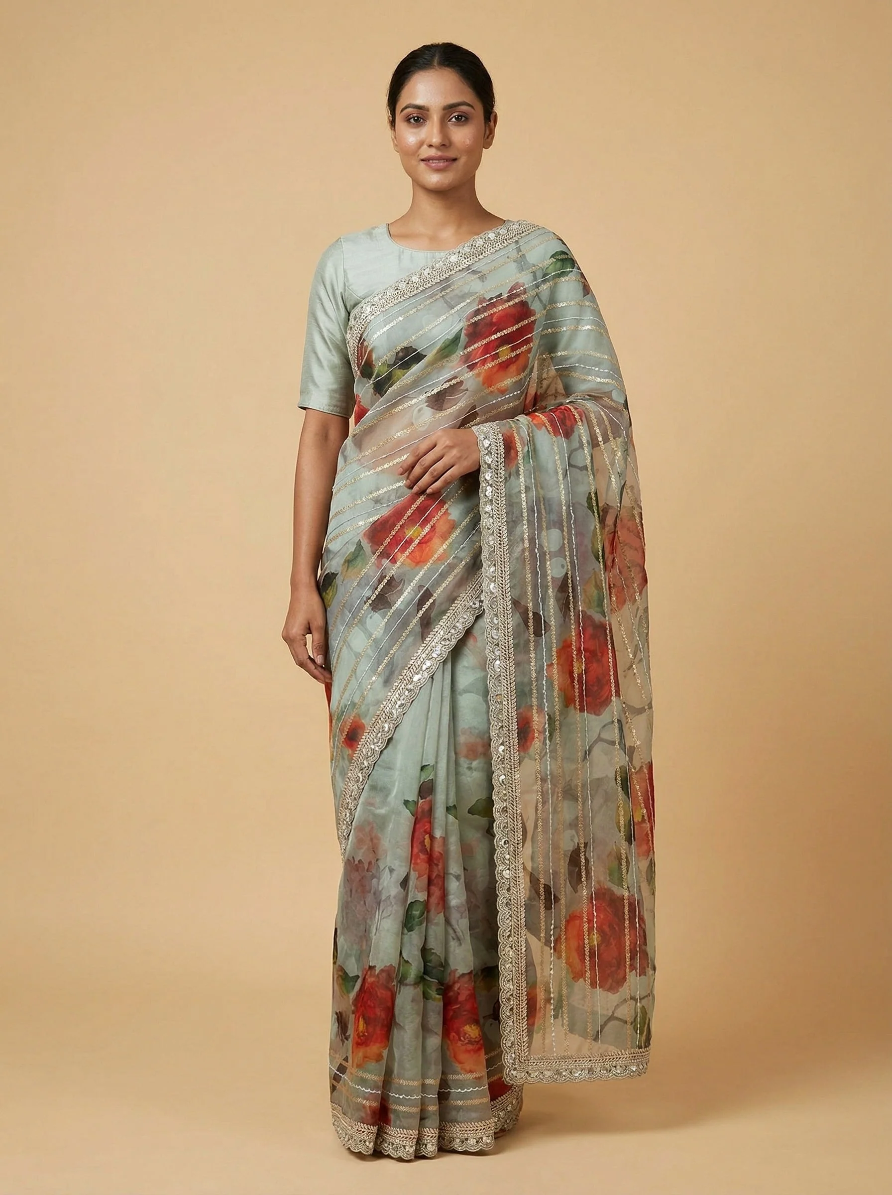 Celestial Multi Hued Embroidered Saree