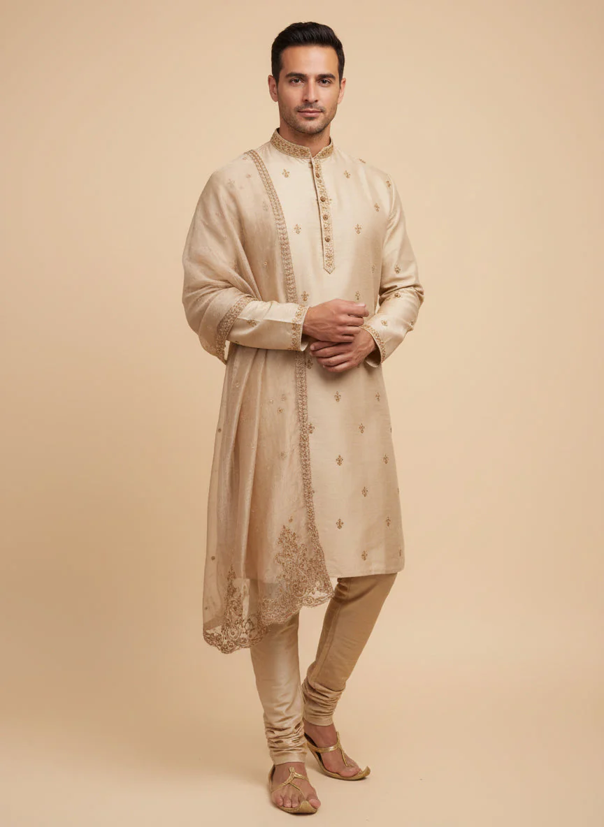 Champagne Elegant Kurta Set - Image 2