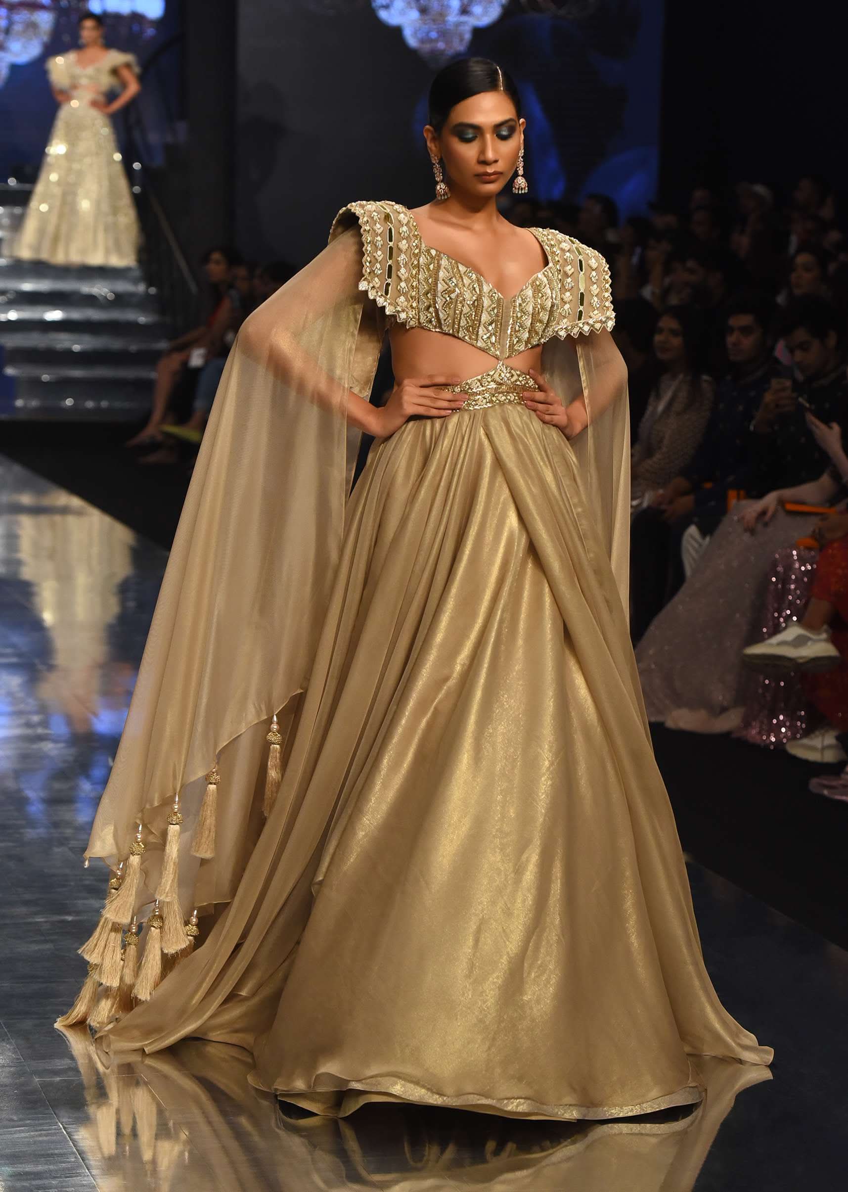 Champagne Gold Akasia Gown With Tassel Wing Cape Sleeves - NOOR 2022 - Image 6