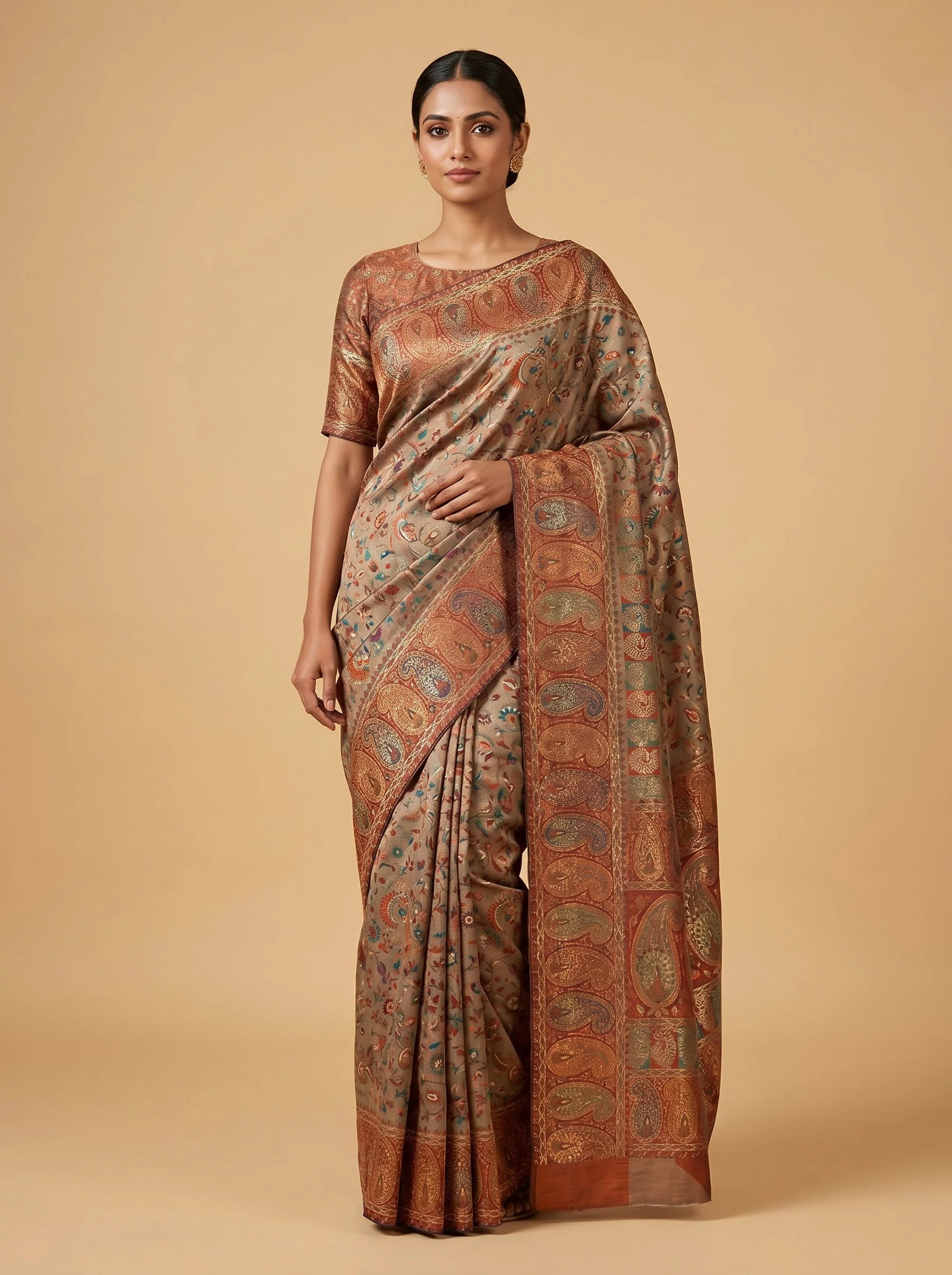 Chic Blue Modernist Printed Saree