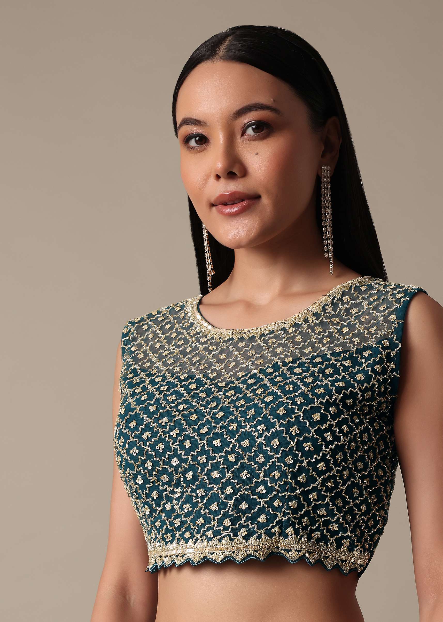 Chic Blue Readymade Saree With Ready Made Blouse - Image 6
