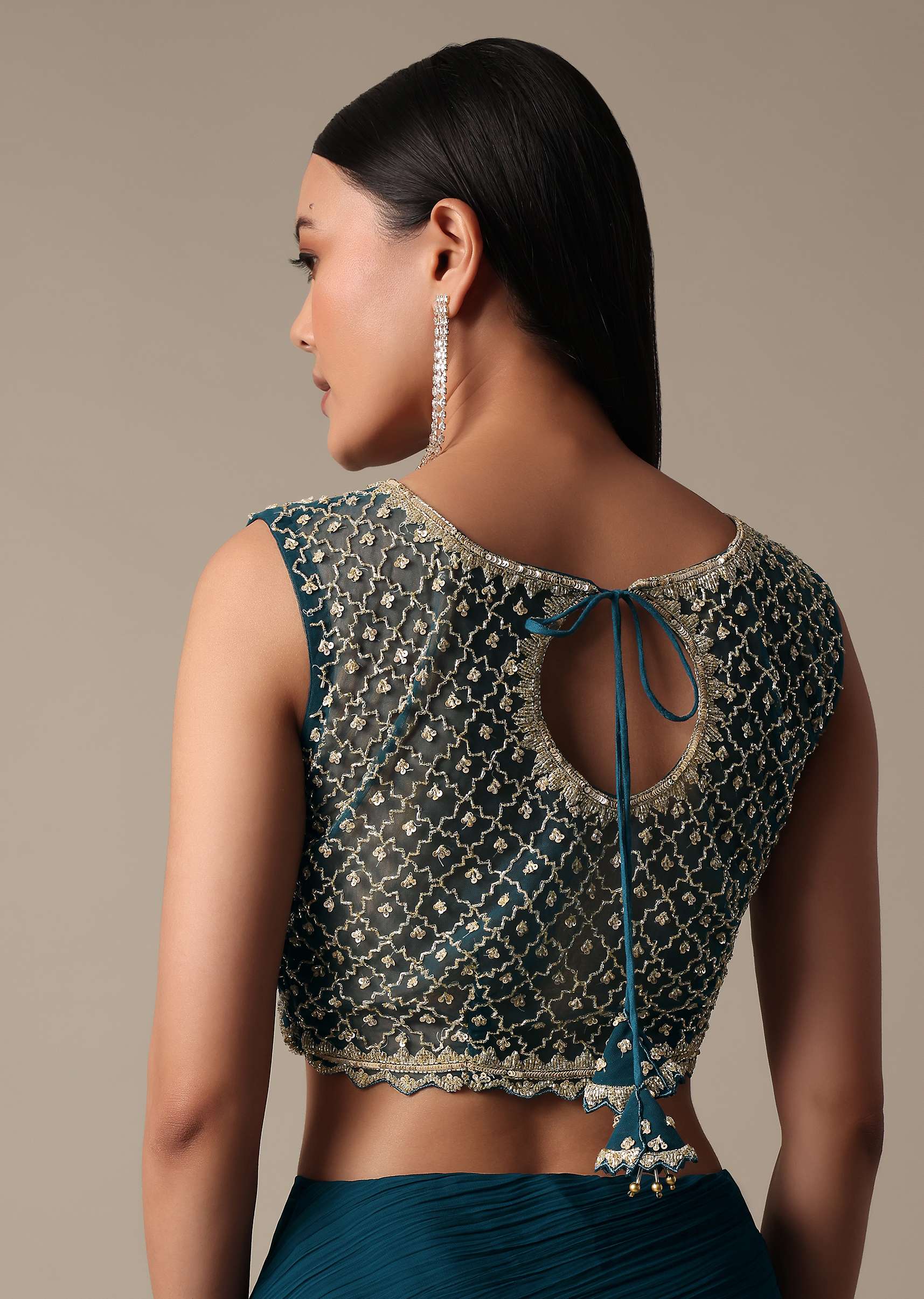 Chic Blue Readymade Saree With Ready Made Blouse - Image 7