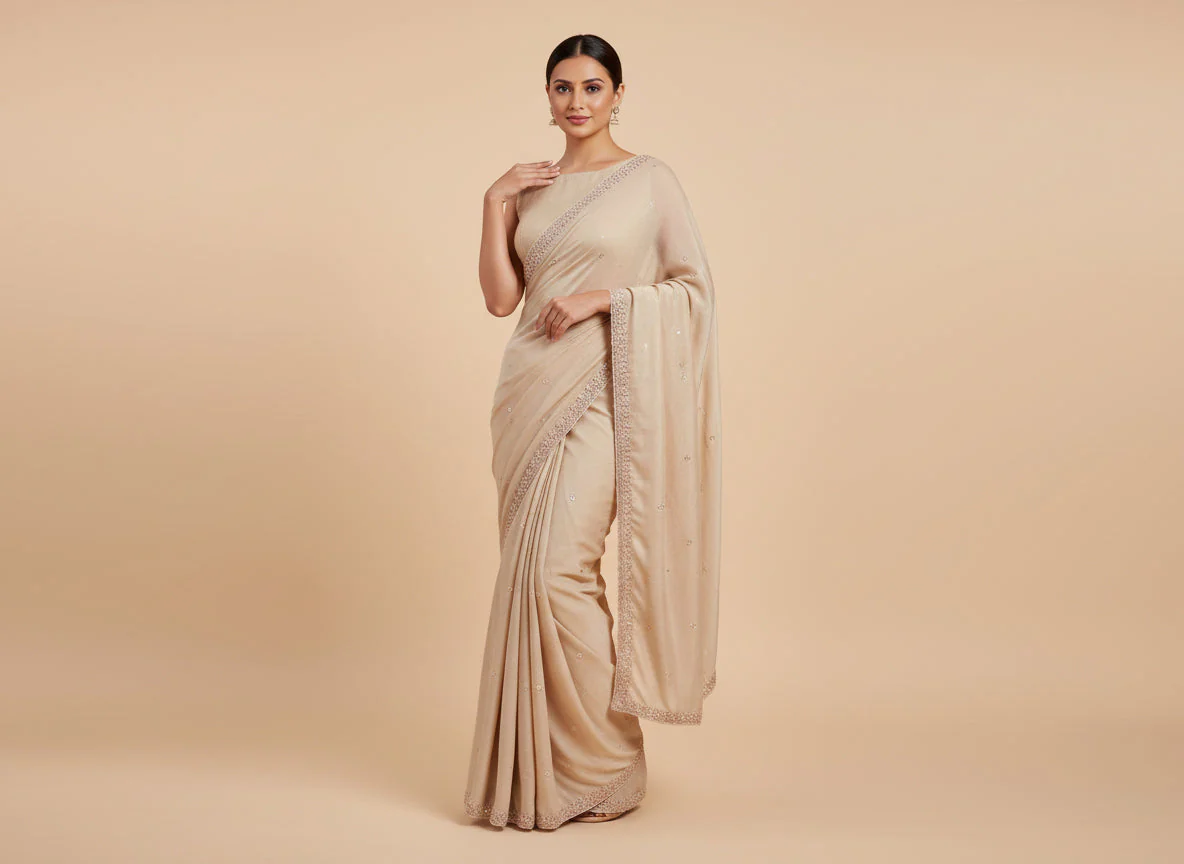 Chikku Natural Embroidered Saree