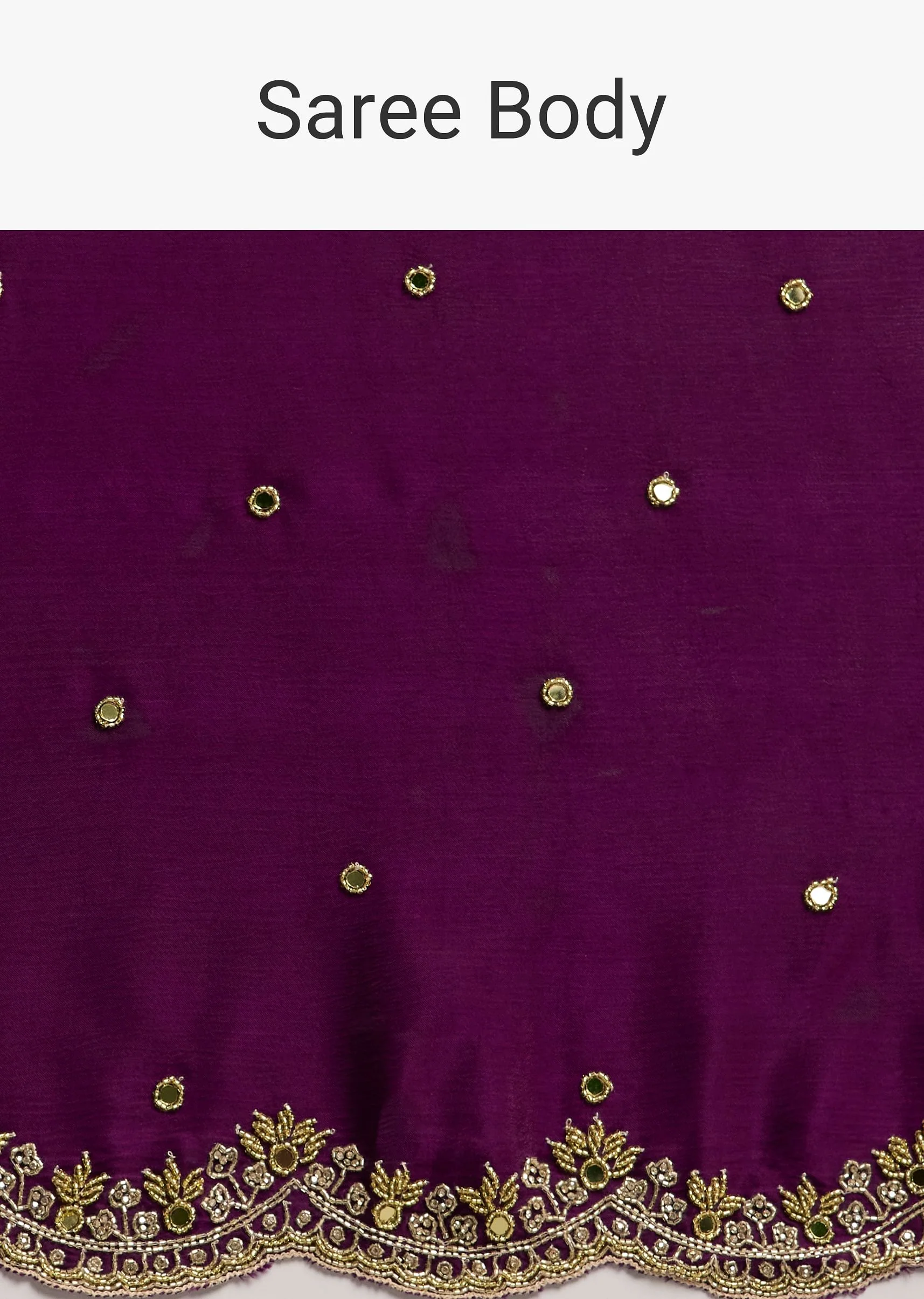 Chinon Satin Saree With Cutdana And Mirror Embellishment - Image 9