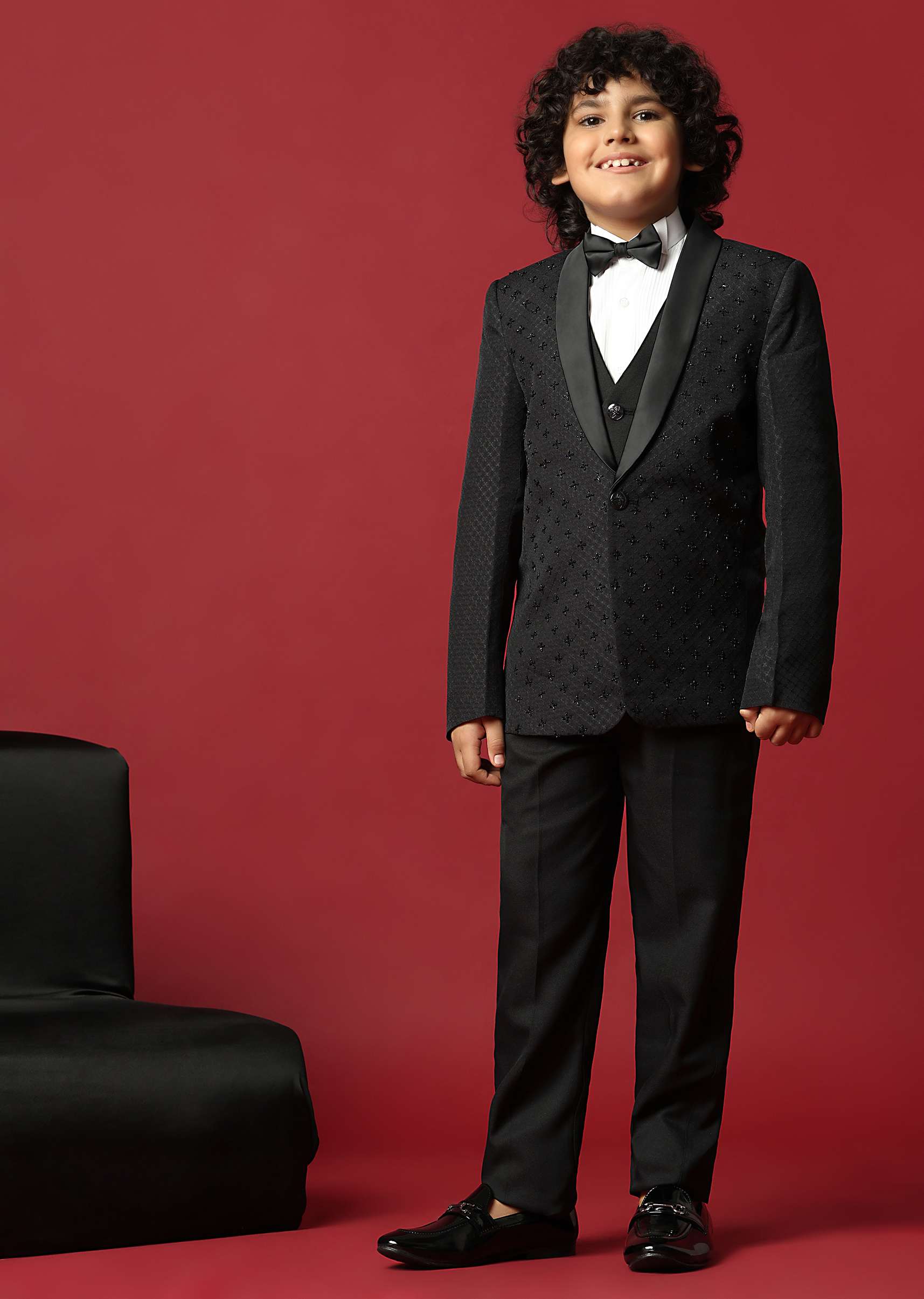 Classic Black Cutwork Tuxedo For Boys - Image 3