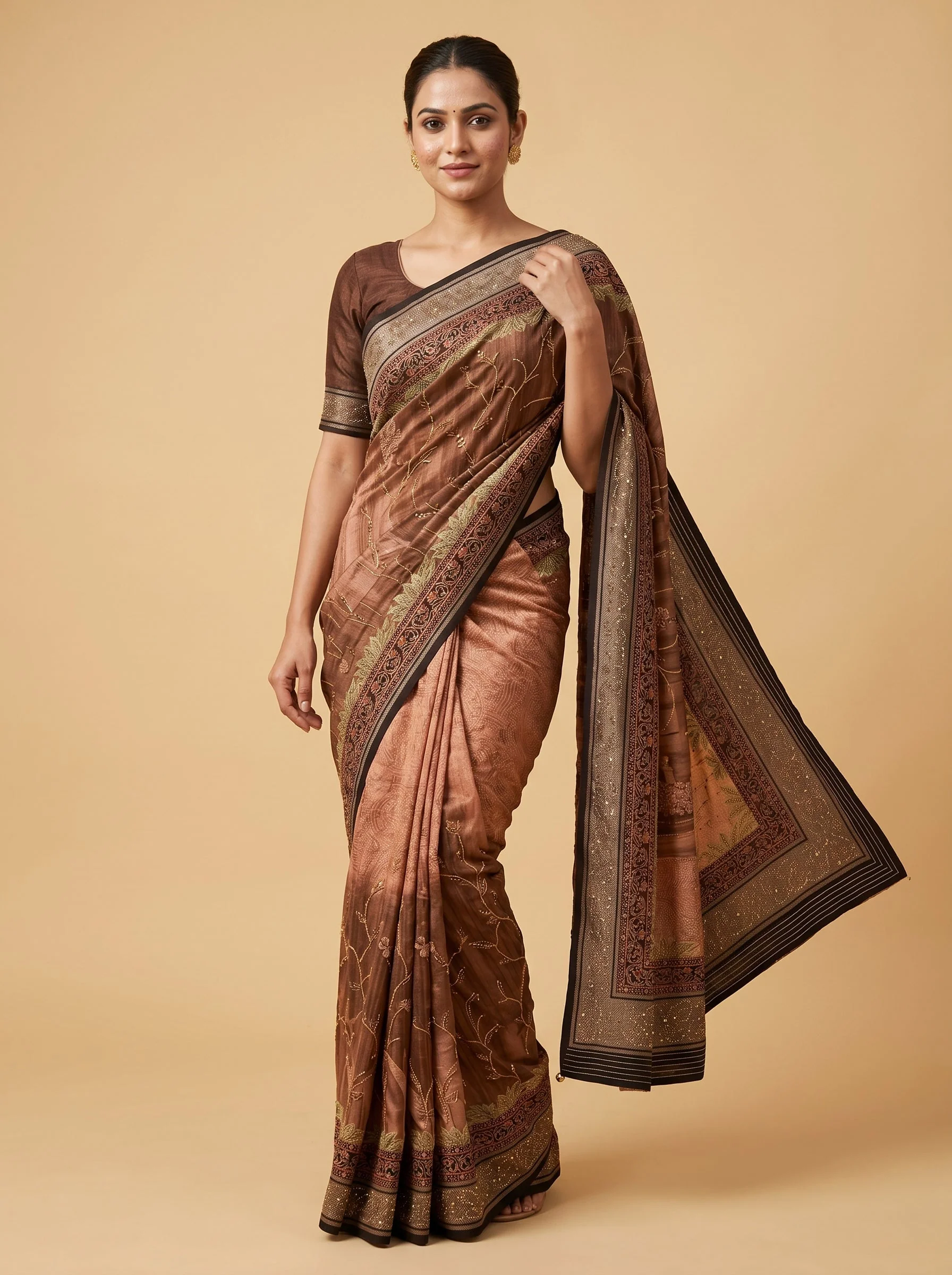Cocoa Bean Glow Saree