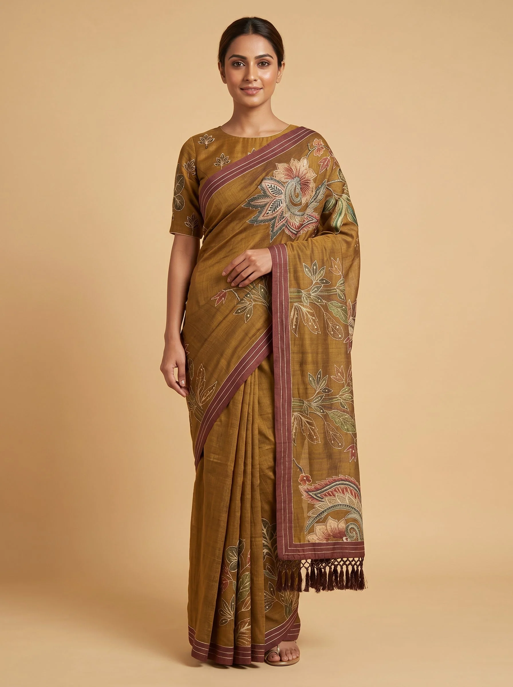 Cocoa Brown Shine Saree
