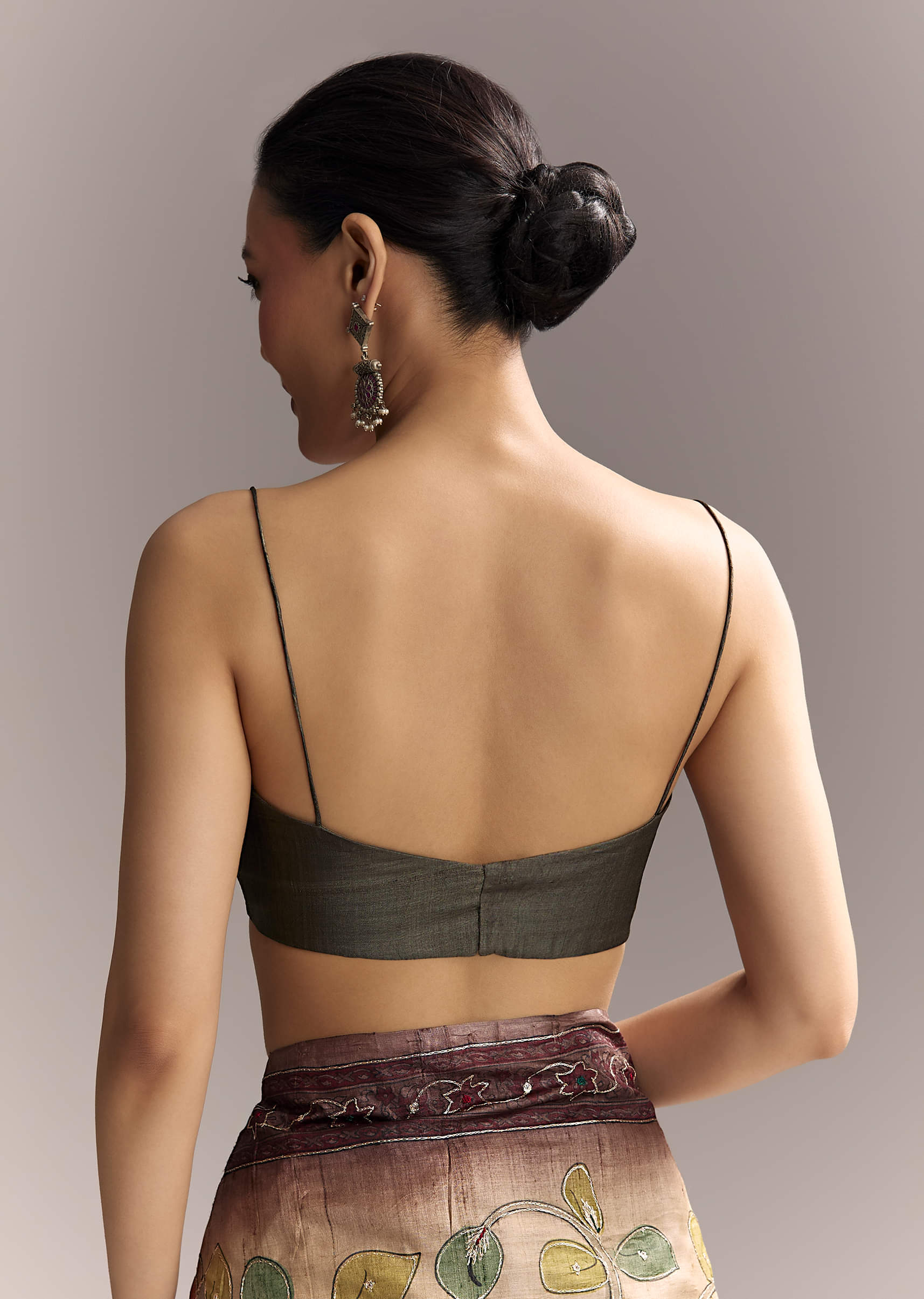 Coffee Brown Cotton Hand Painted Saree With Contrast Border - Image 8