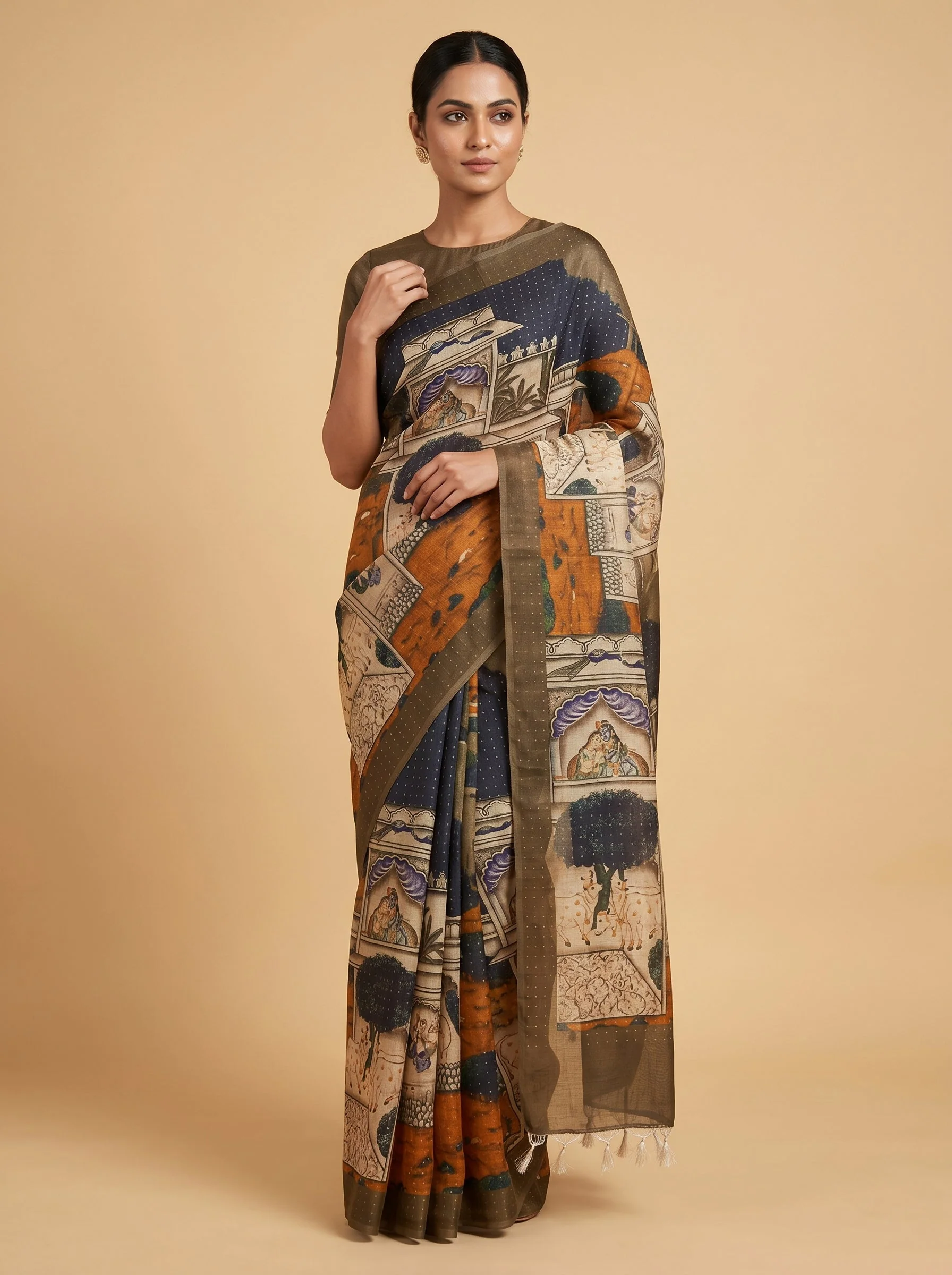 Coffee Deep Brew Handloom Saree