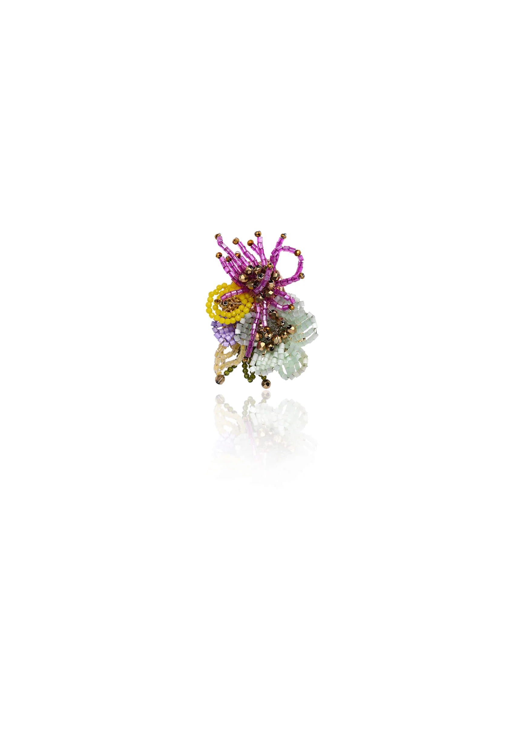 Colourful Crystal Beaded Flower Abstart Big Studs - Image 4