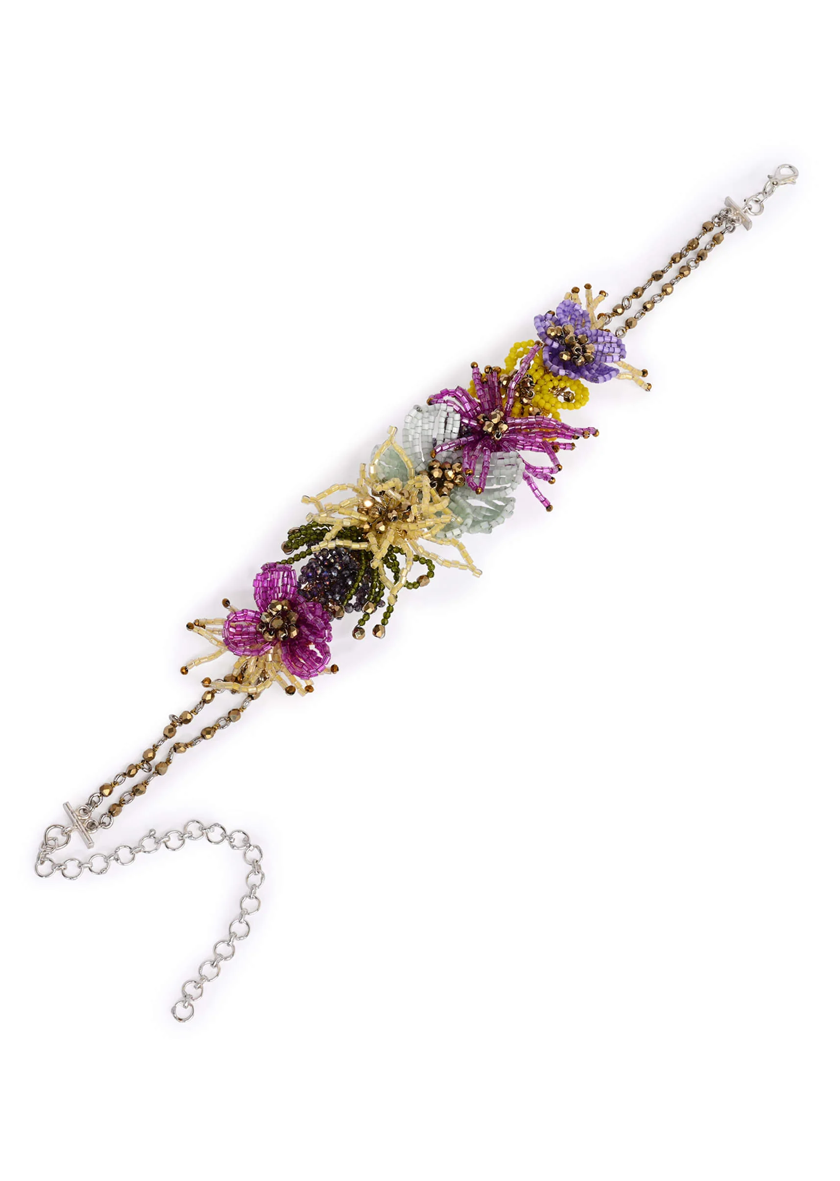colourful crystal classic floral choker gold plated - Image 3
