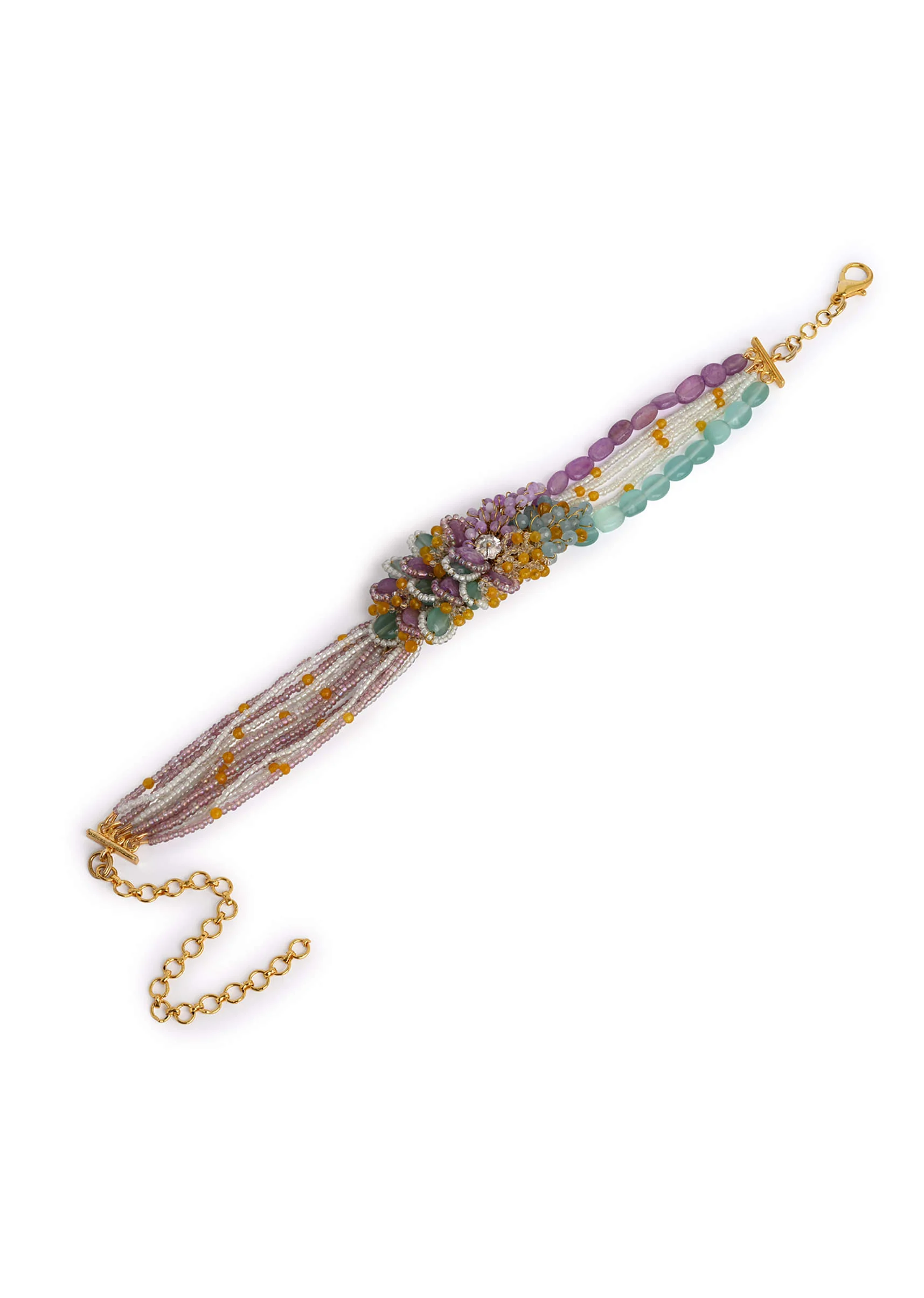colourful stone neckpiece for haldi mehendi wedding - Image 3